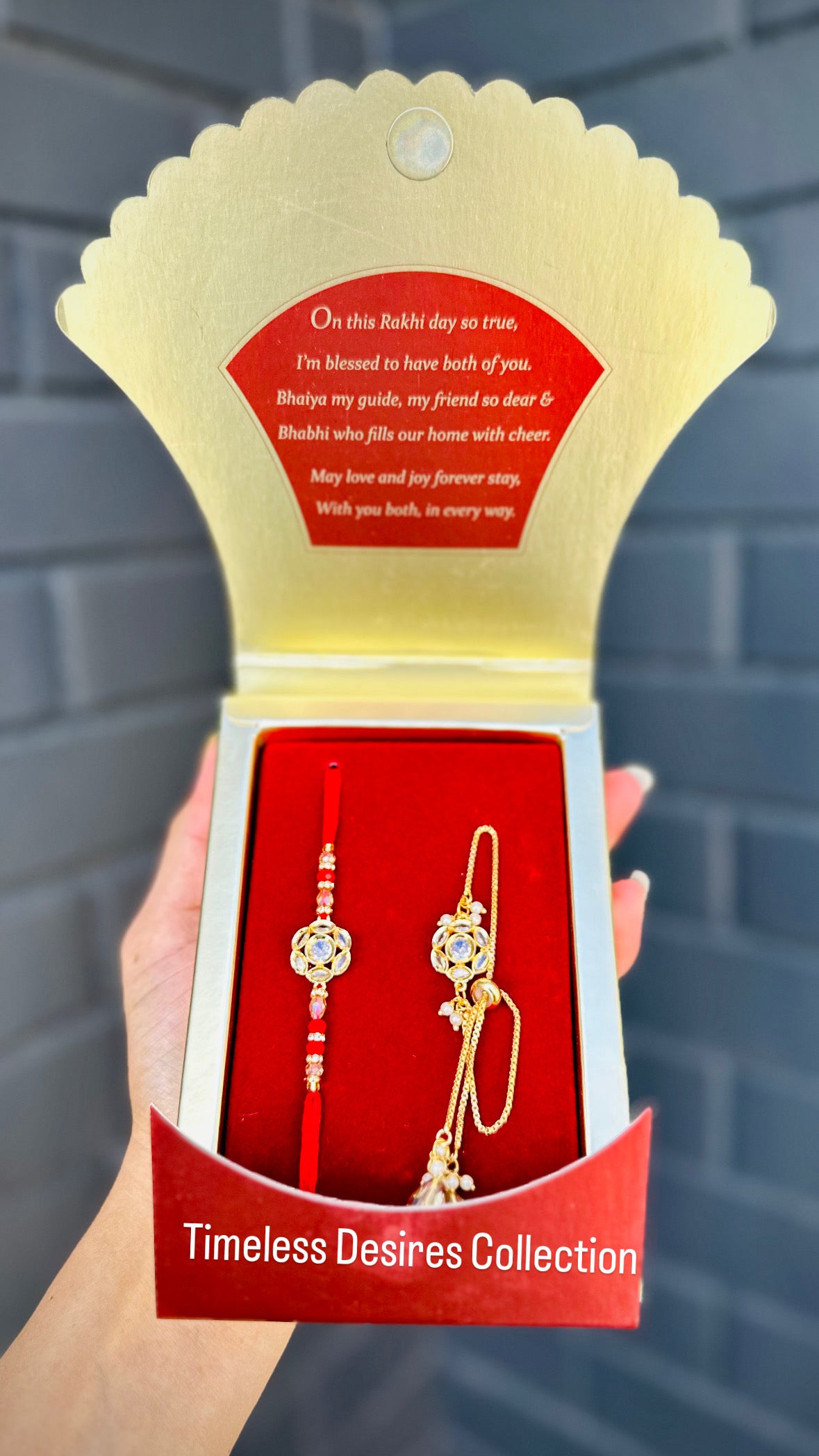 Veera Bhabi Rakhi Combo set in American Diamond - Code A1