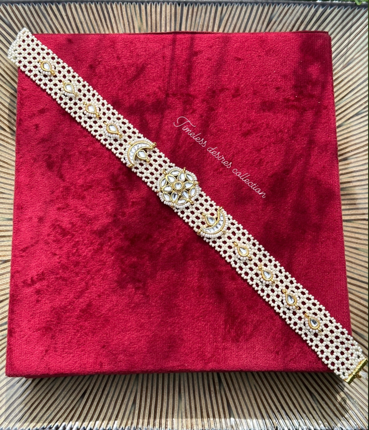 Pearl loaded Head band ( matha patti ) in kundan