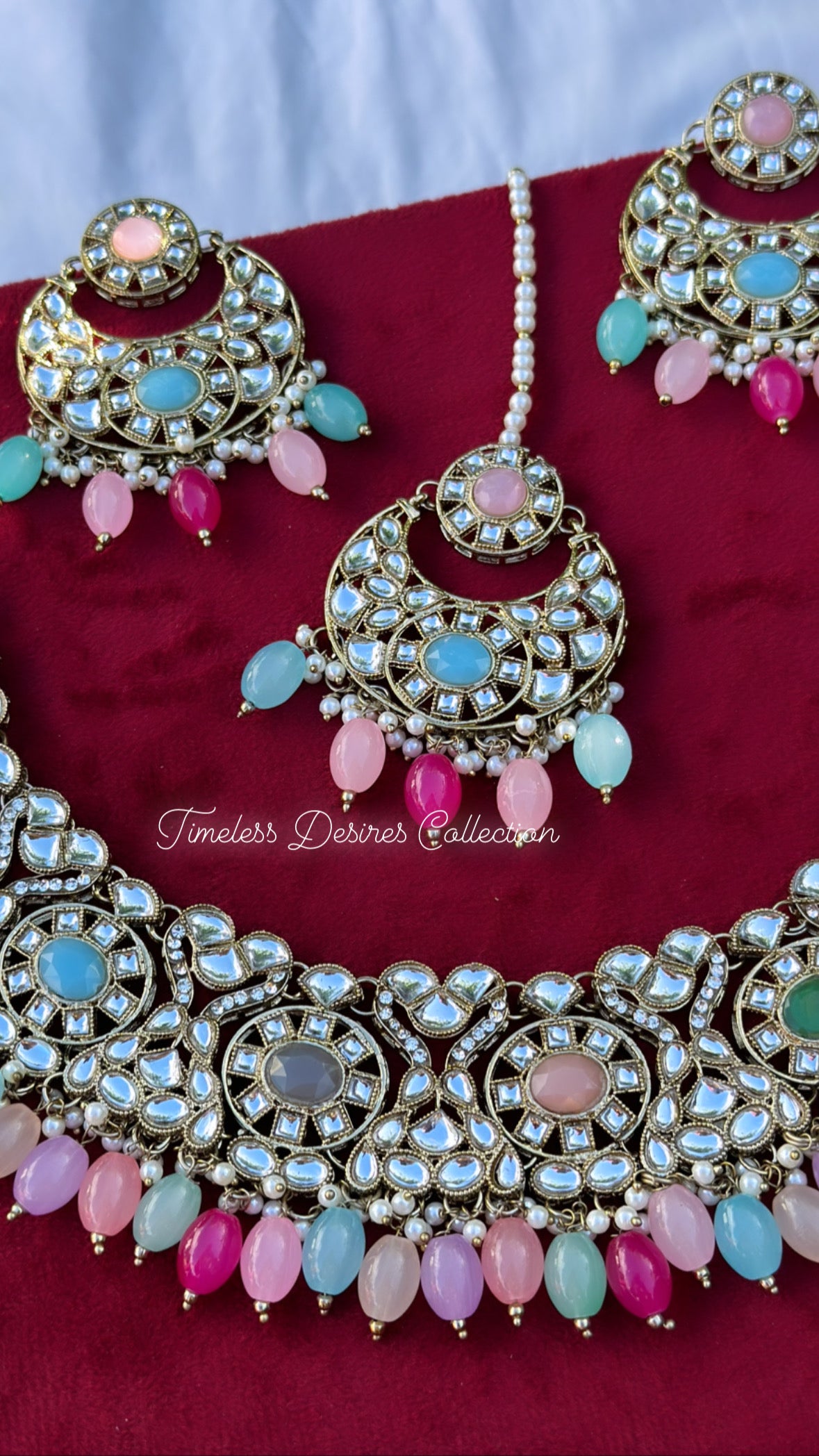 Multi colour Choker / necklace set in Kundan ( pastel colours )