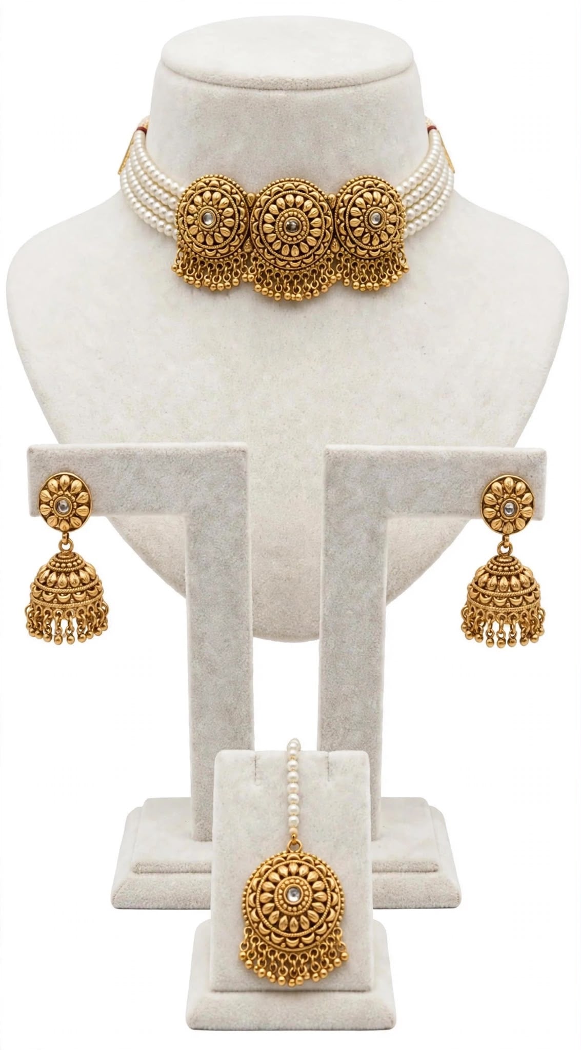 Necklace set with earrings and tikka, Code: 006