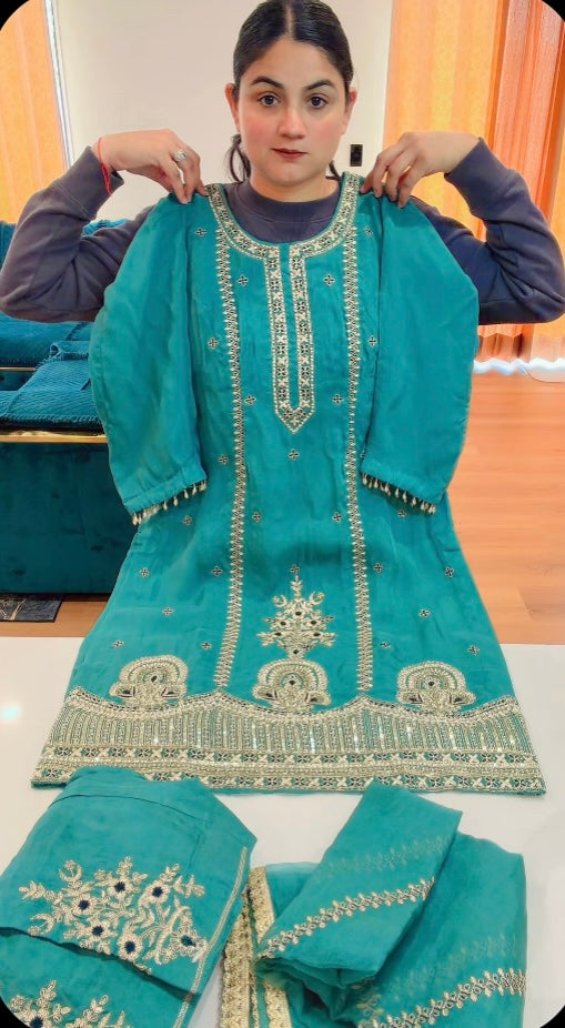 Party wear suit - ( Colour : Sea green ) Code -S114