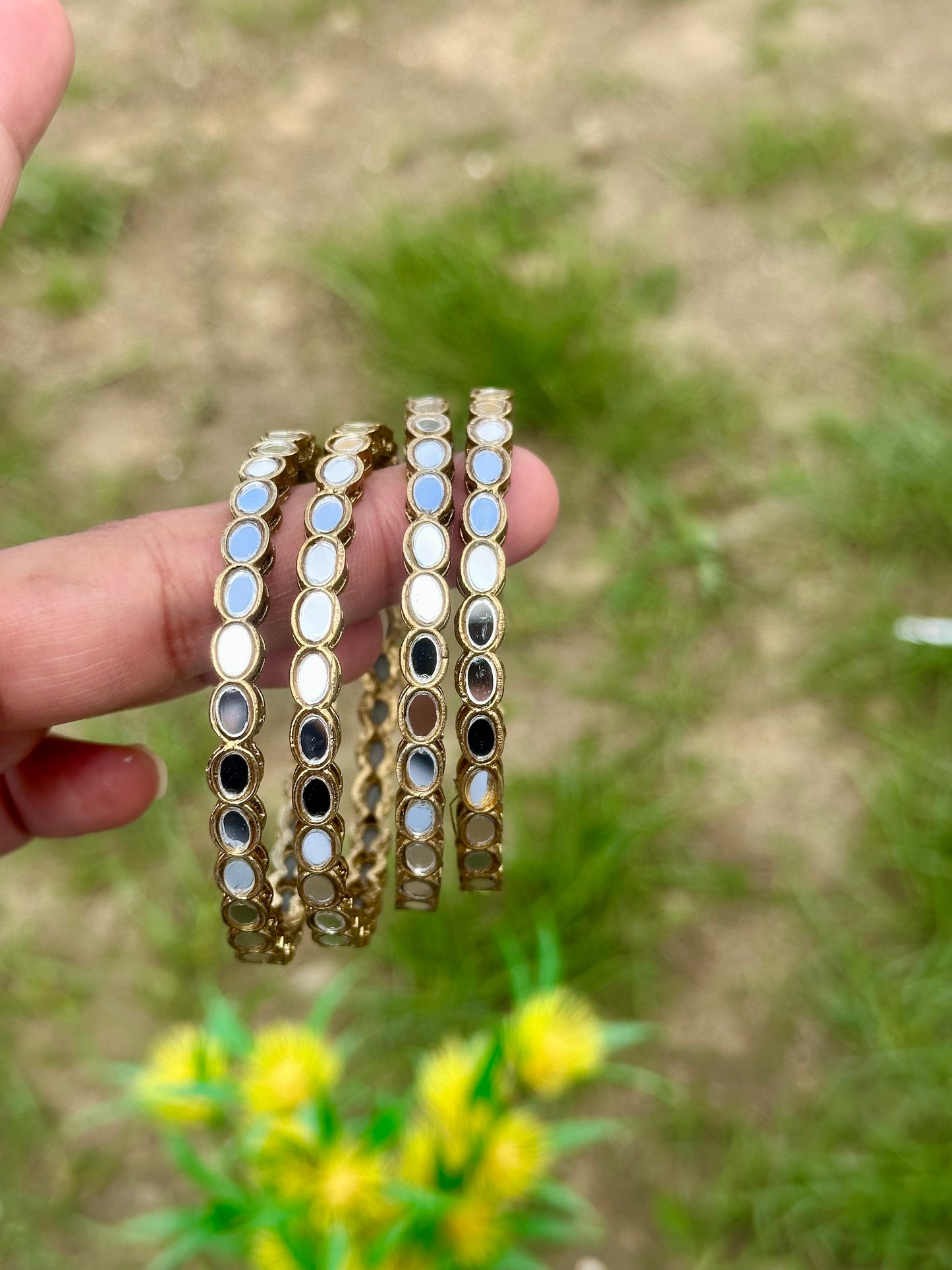 Golden mirror bangles (set of 4) B11