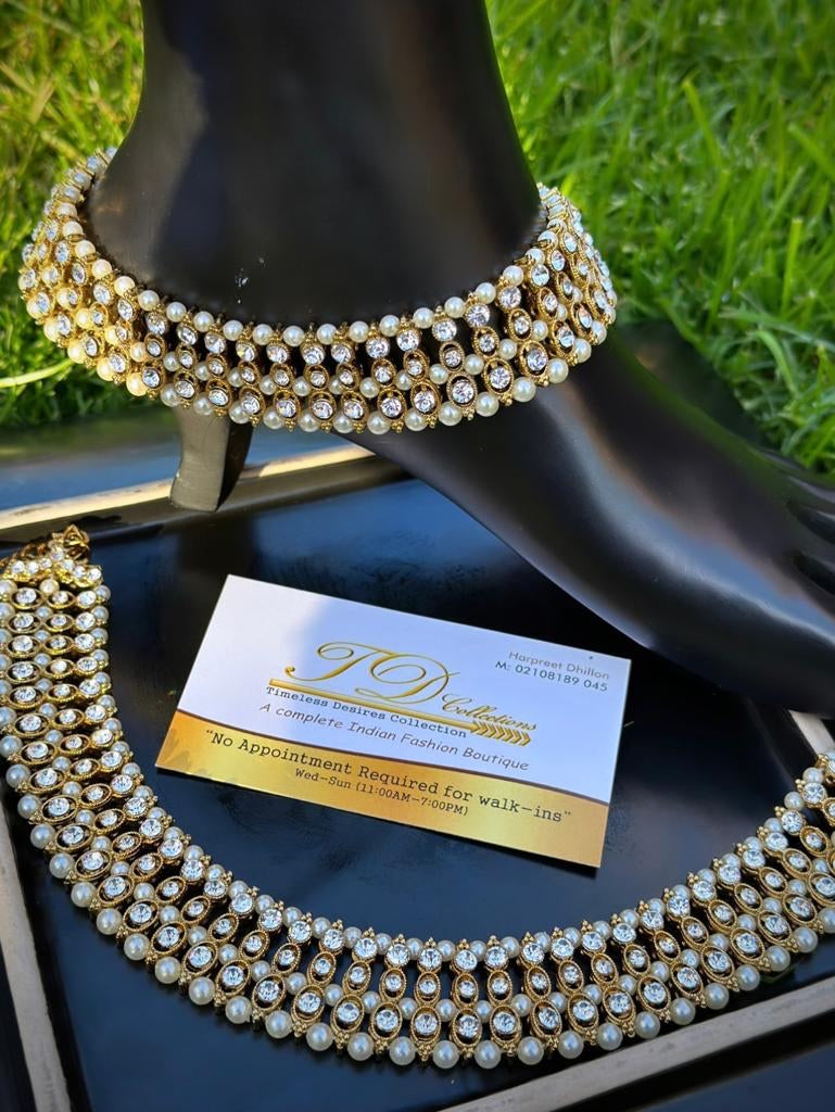 Triple Stone heavy Polki jhanjra / Anklets (TD-18)