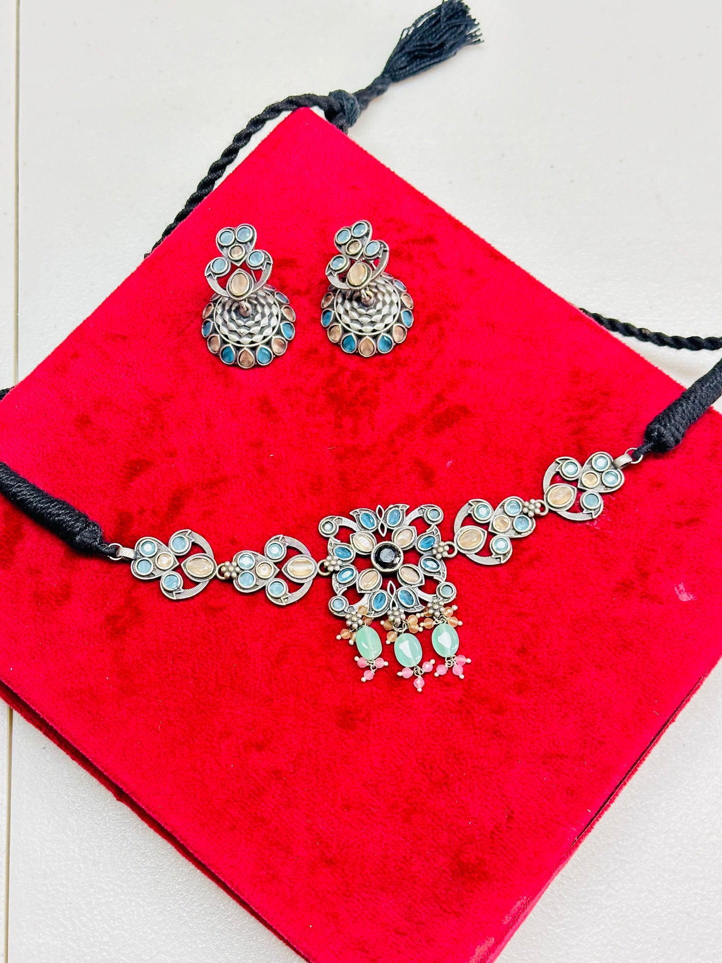 Oxidised Necklace set with earrings