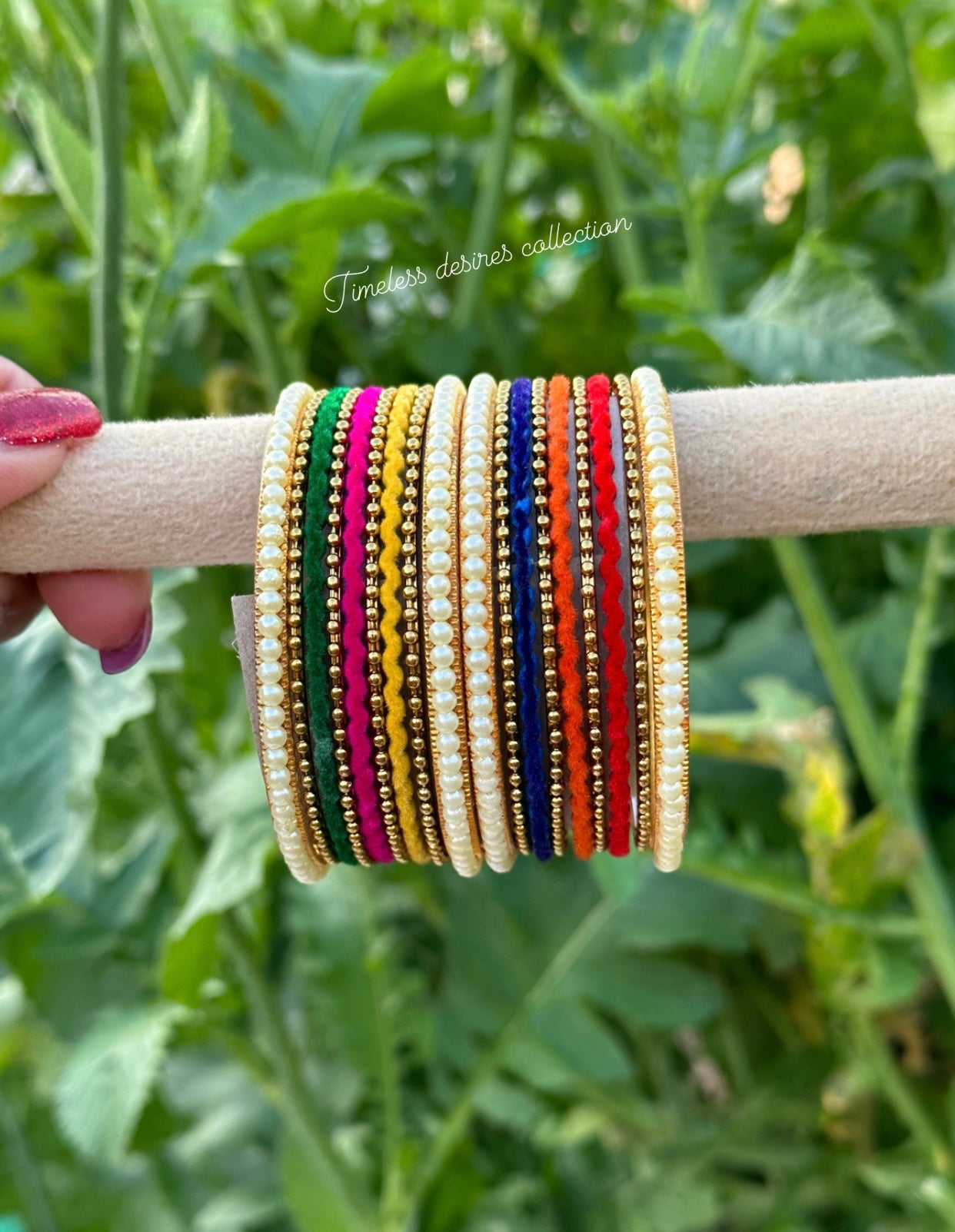 Multi coloured pearl bangles