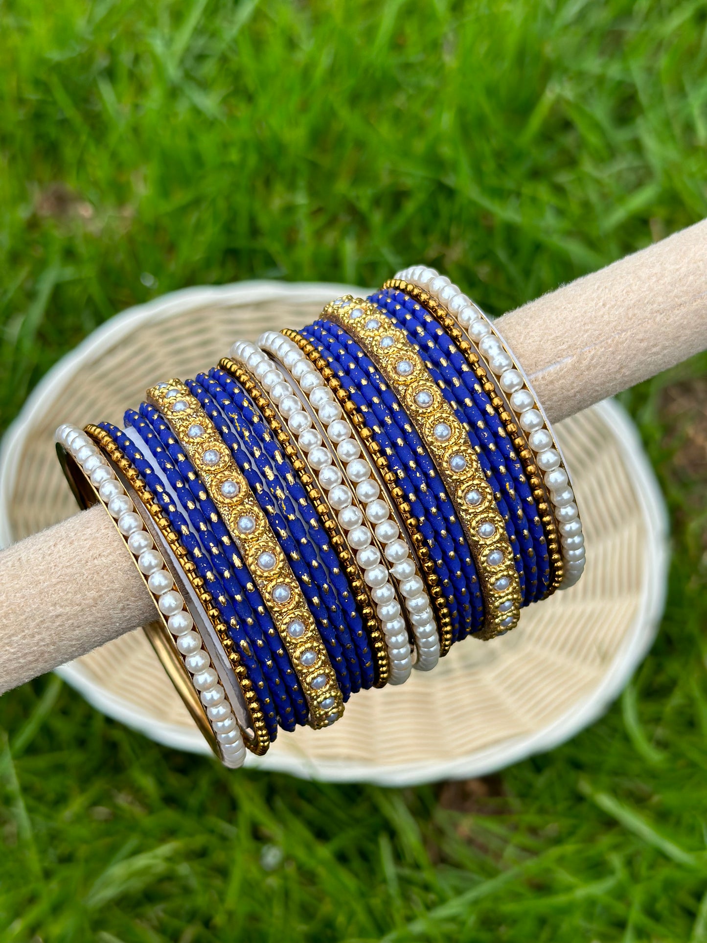 Blue Pearl loaded bangles set ( both hands )