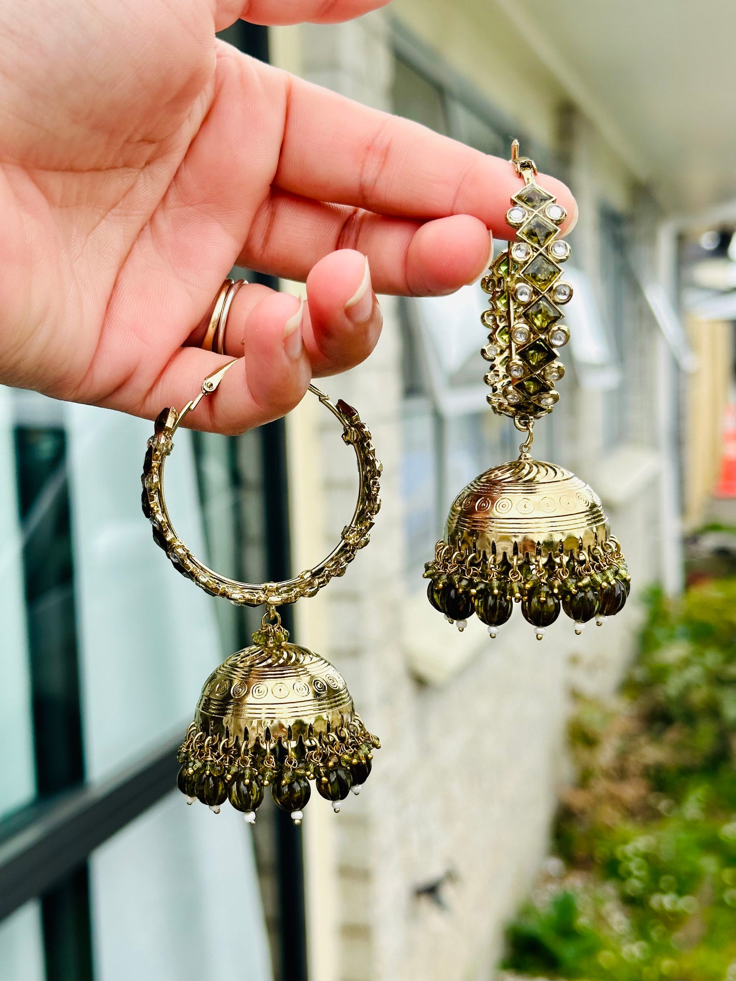 Purple colour Jhumka waliya earrings in Polki & Kundan on copper base ( high quality )