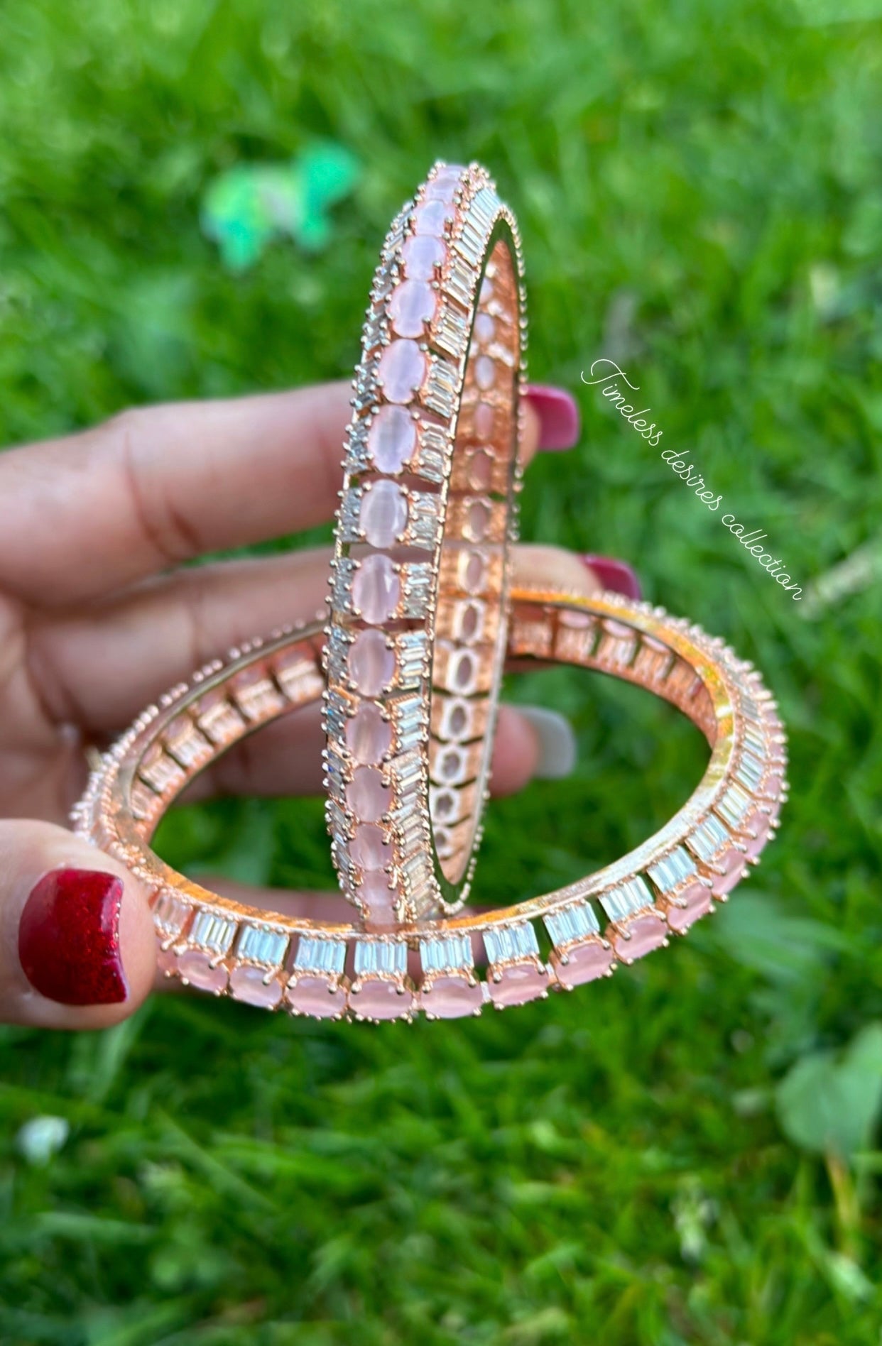 Baby pink American diamond kangan / bangles
