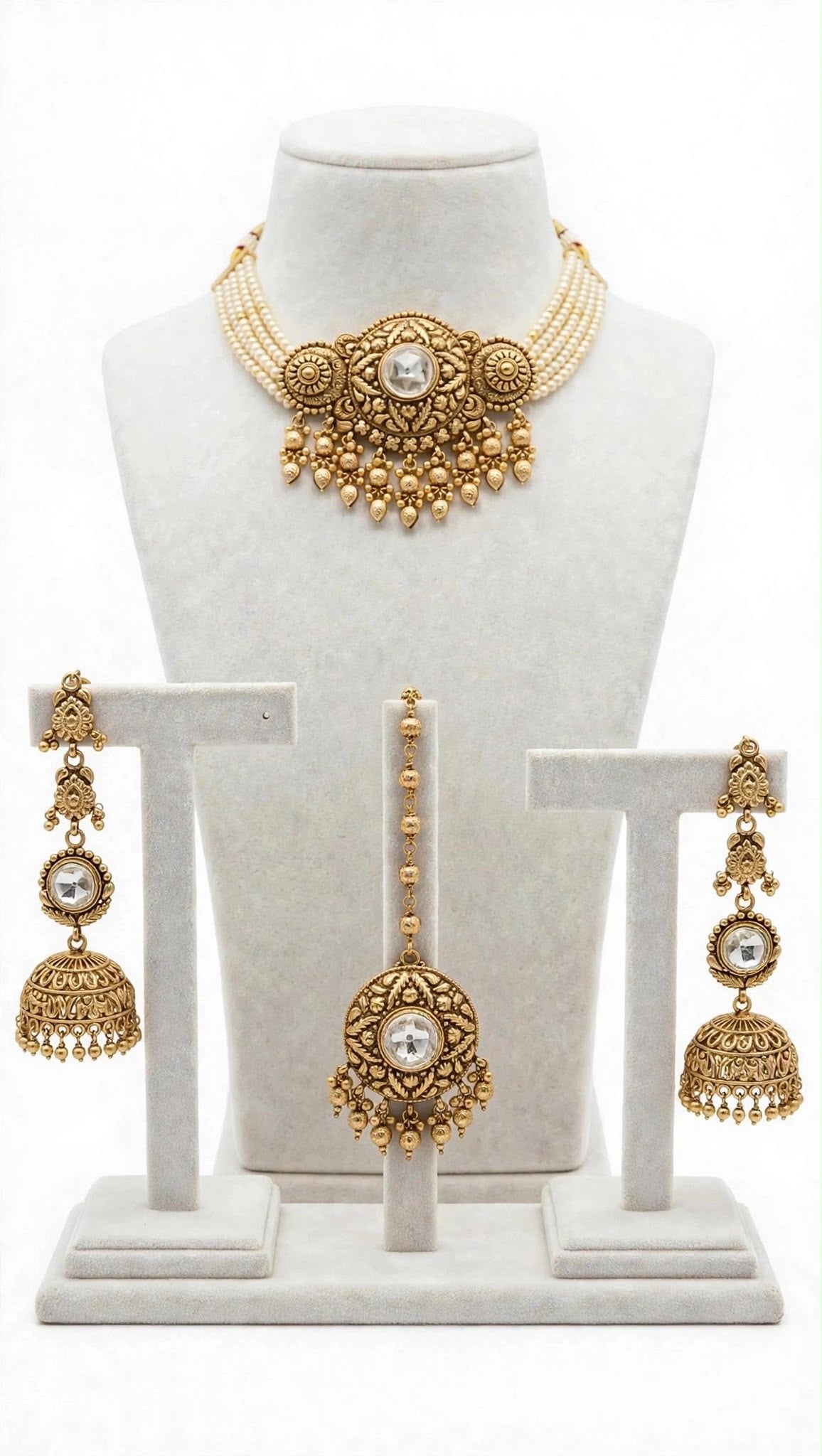 Necklace set with earrings and tikka, Code: 063
