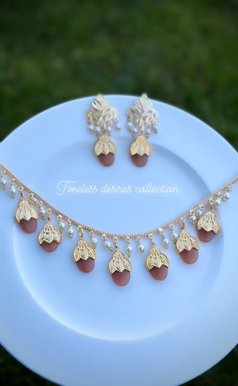 Peach Dakhi set in Punjabi Traditional Jewellery