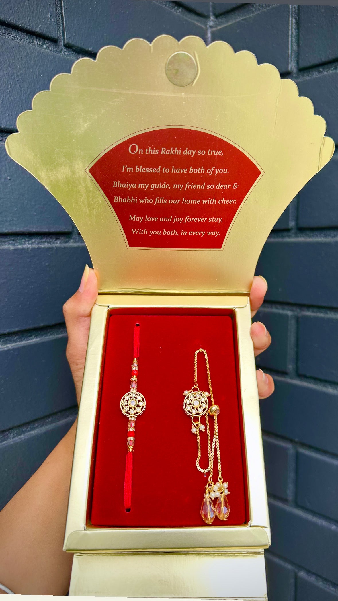 Veera Bhabi Rakhi Combo set in American Diamond - Code A3