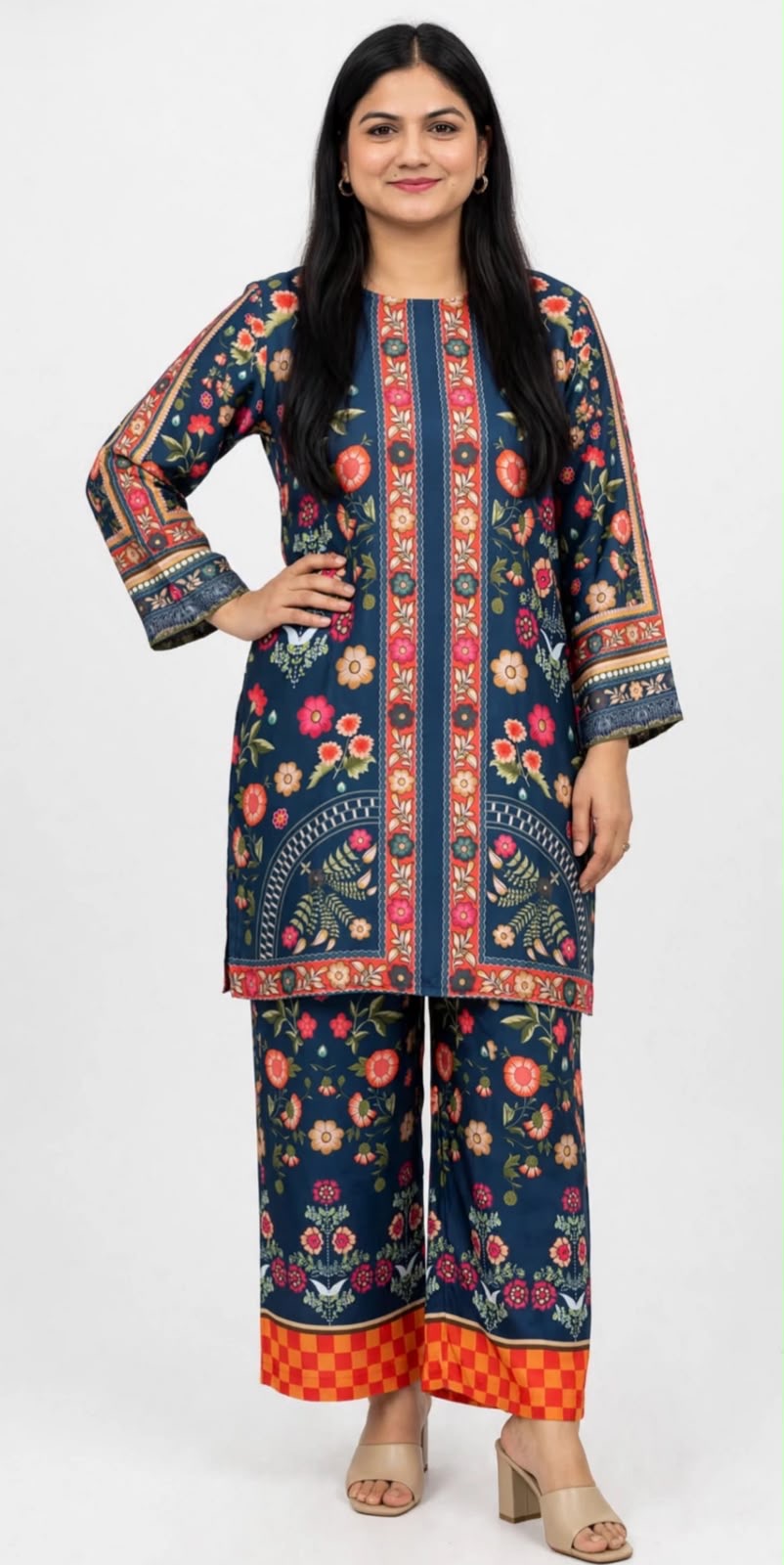 Semi Turkish silk Co ord set, Code: R1
