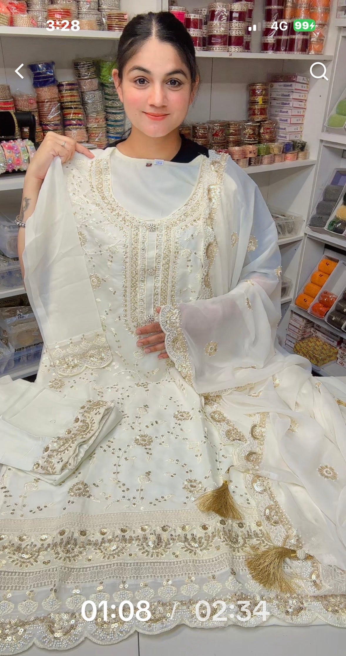 Handwork Pearl Loaded White suit - Code: R6
