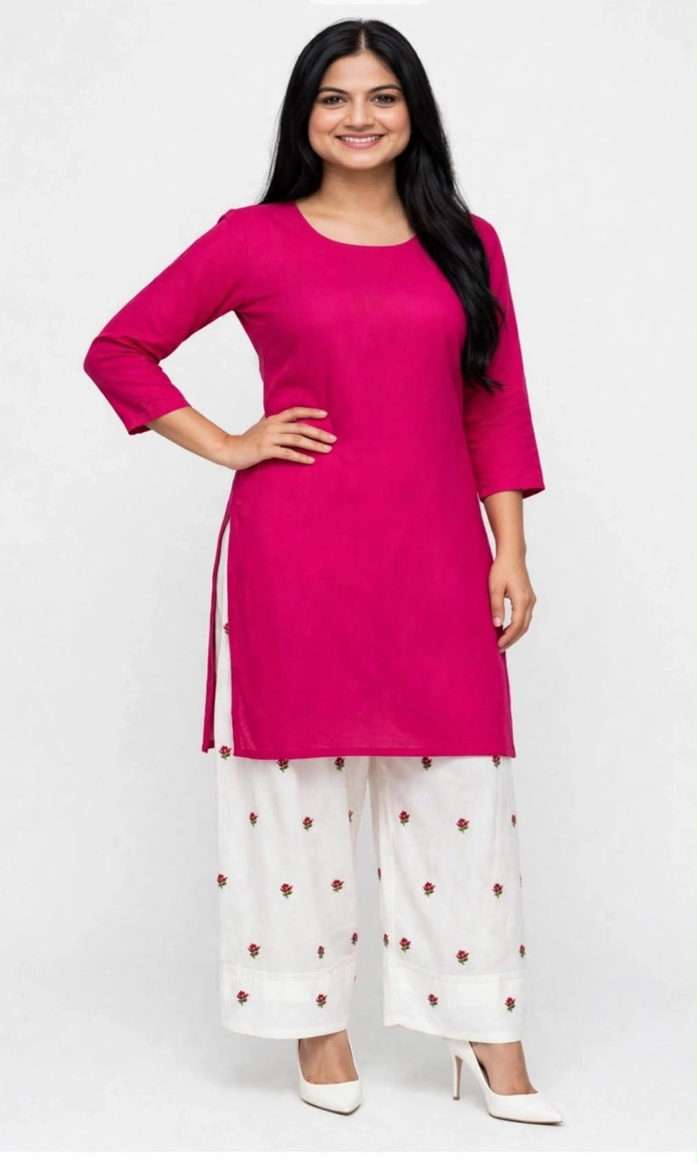 Trending Strawberry Farshi Co-Ord set in soft muslin cotton, Code 335