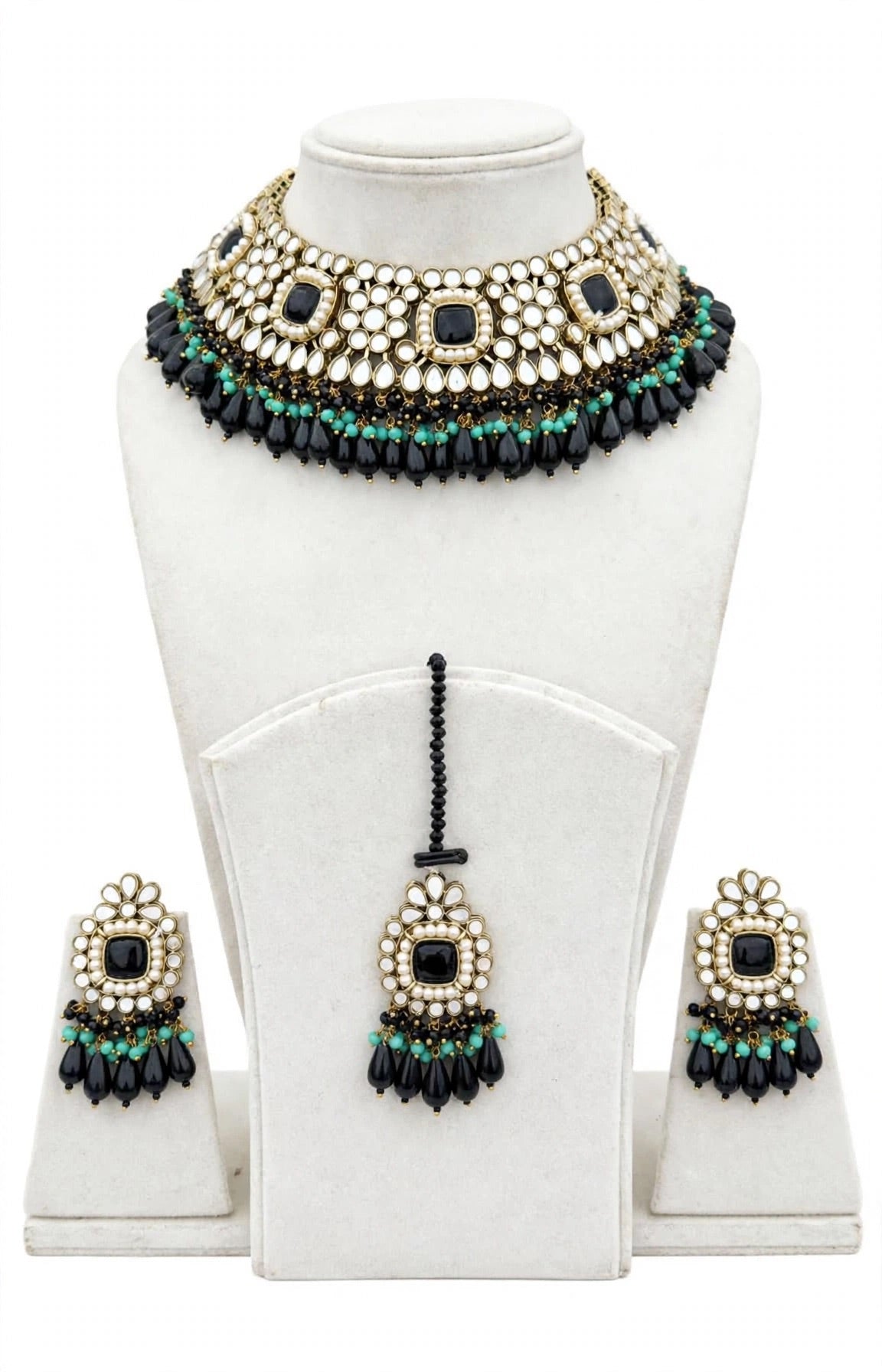 Black necklace / choker set in mirror ( high quality )- N28