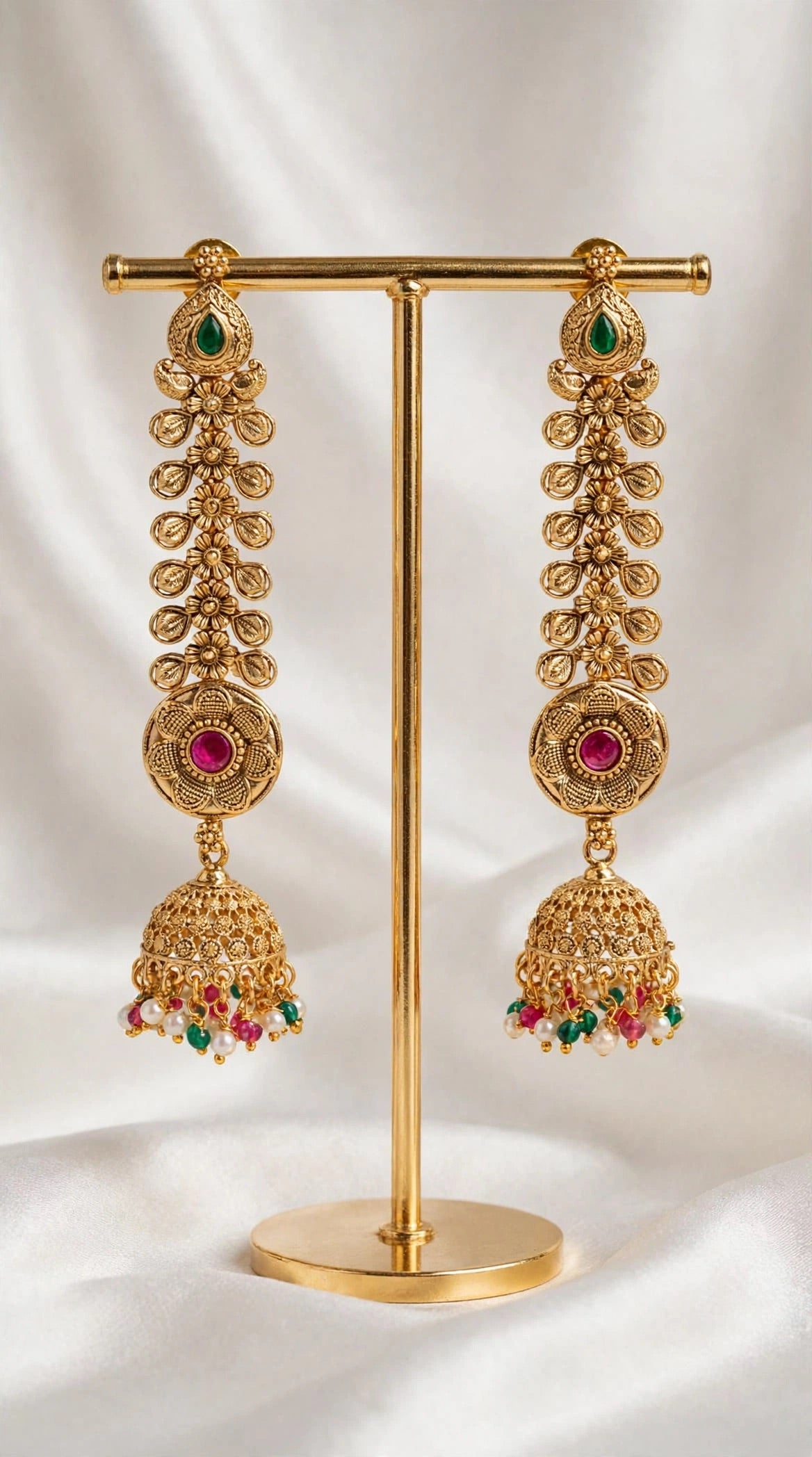 Antique Gold Jhumki With Sahara in multi - X5