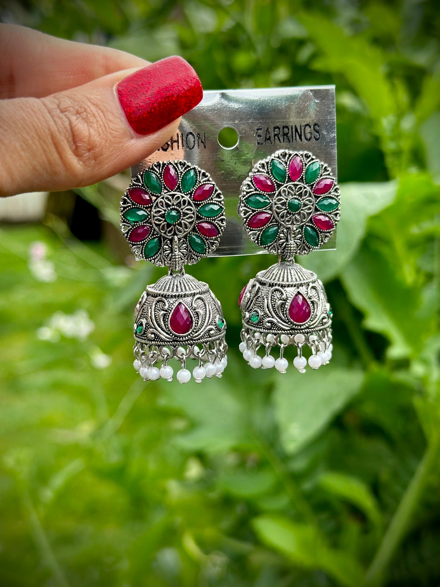 Oxidised Multi jhumka earrings