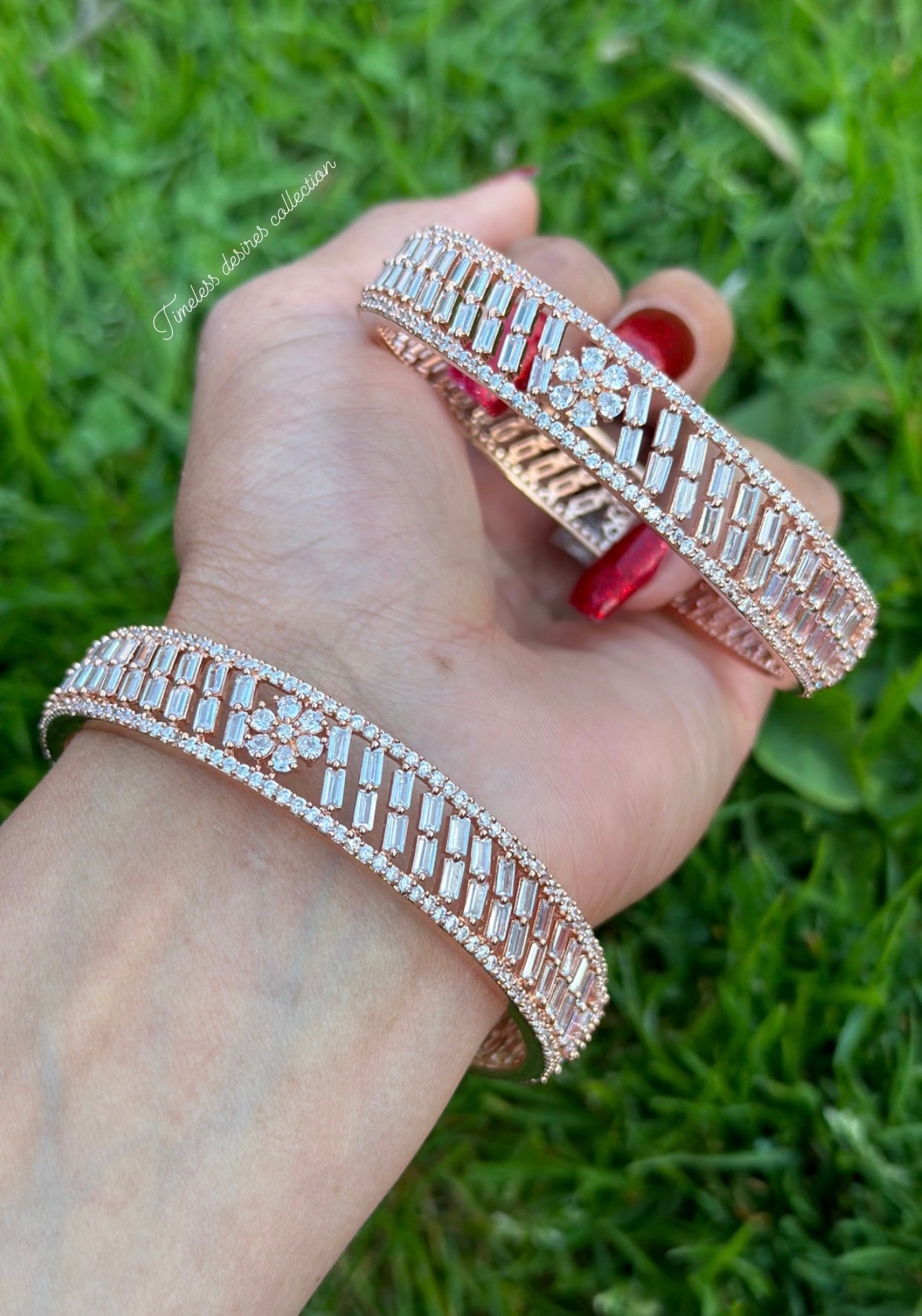 American diamond kangan / bangles in rose golden