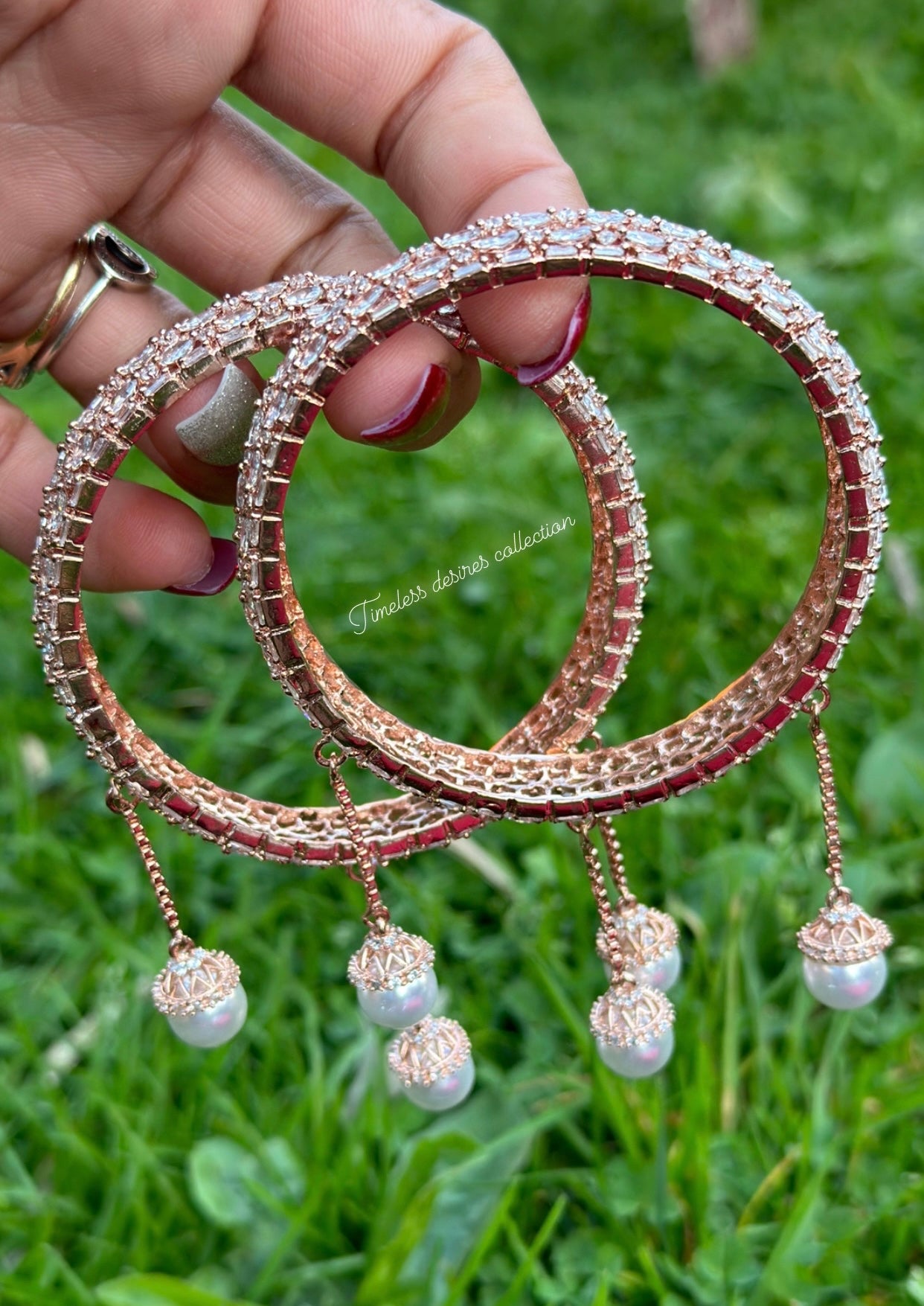 Pearl drop American diamond kangan / bangles