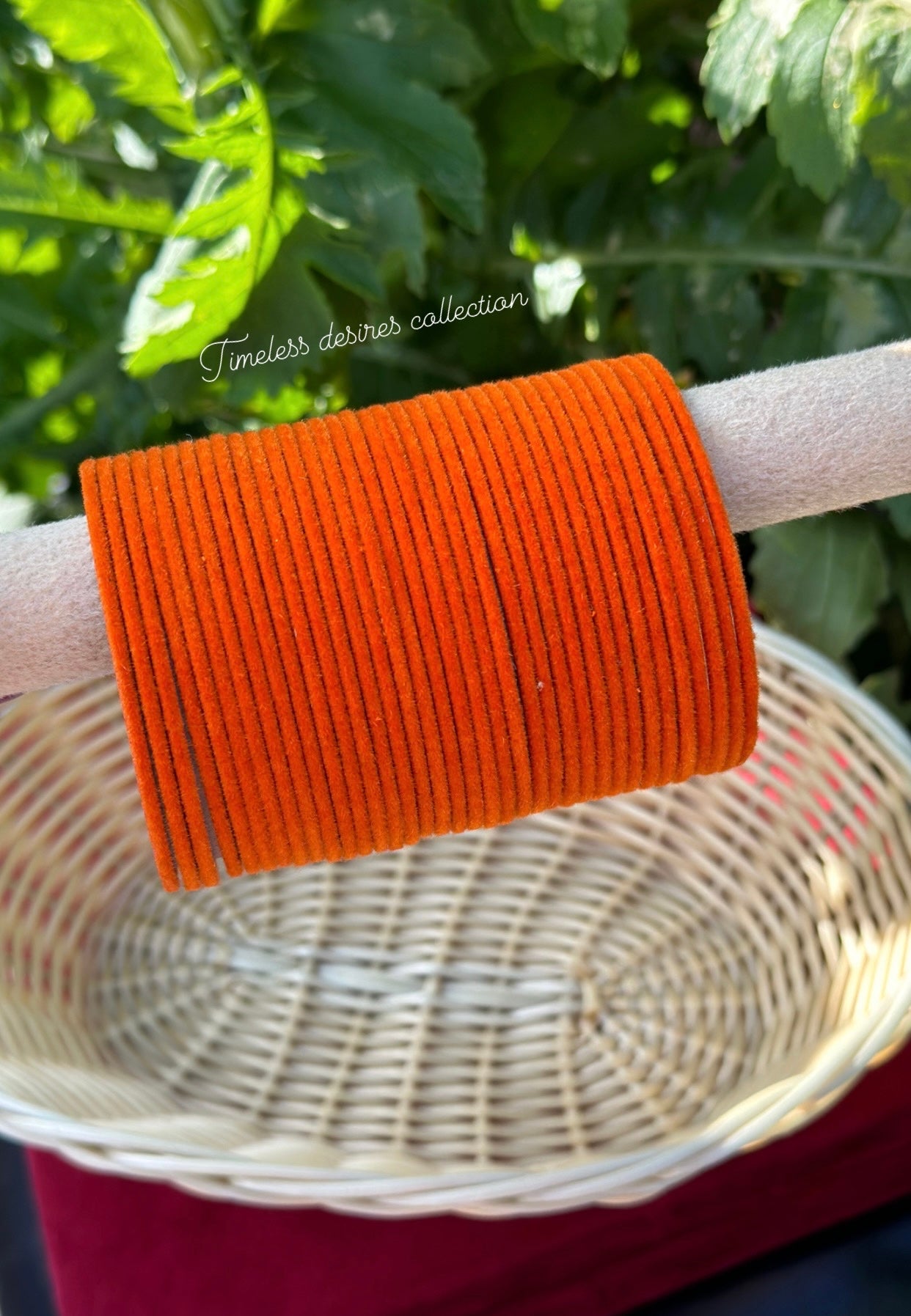 Orange Plain velvet bangles pack of 36 bangles