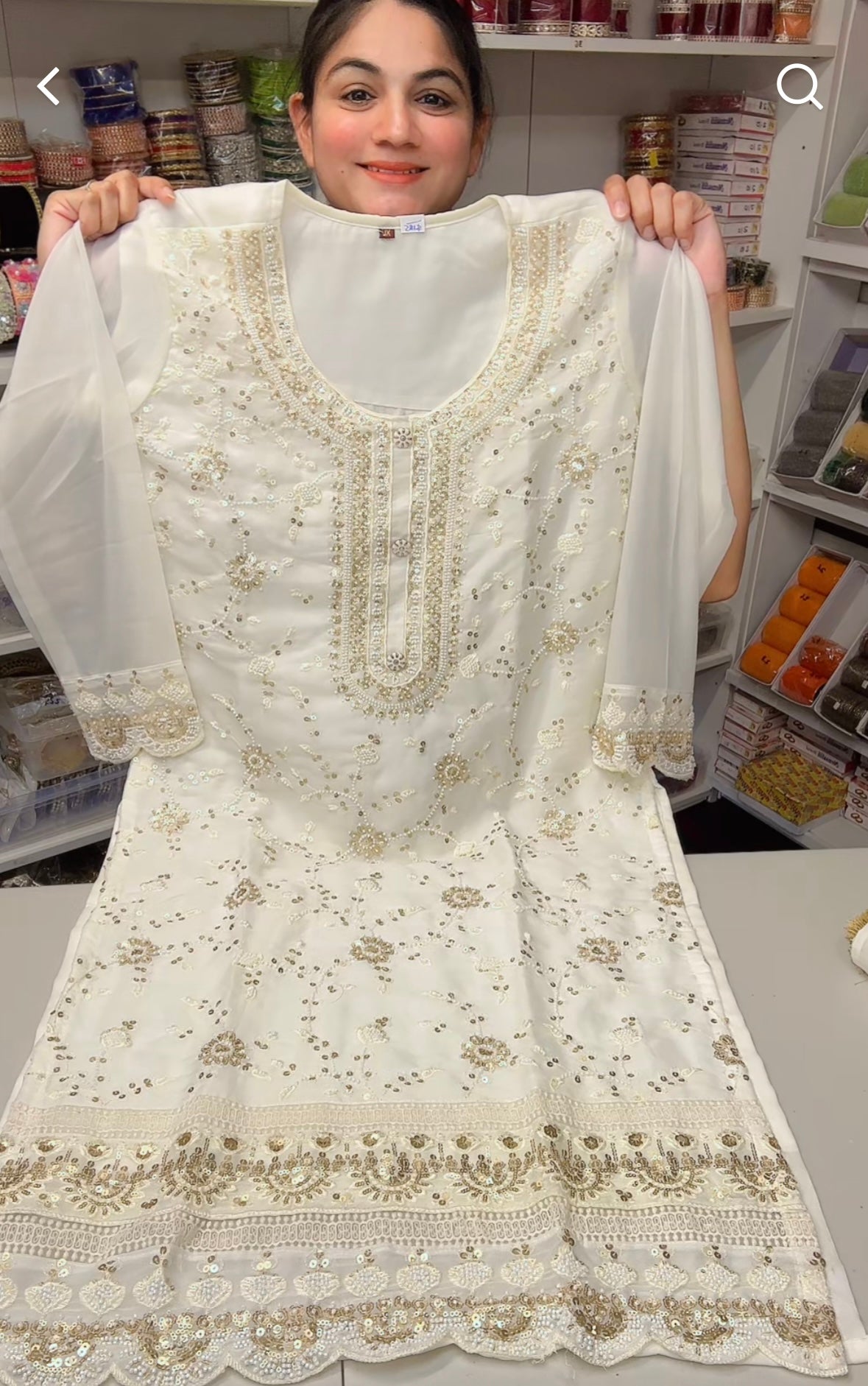 Handwork Pearl Loaded White suit - Code: R6