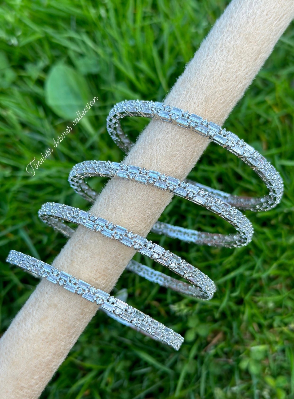 American diamond kangan / bangles in silver