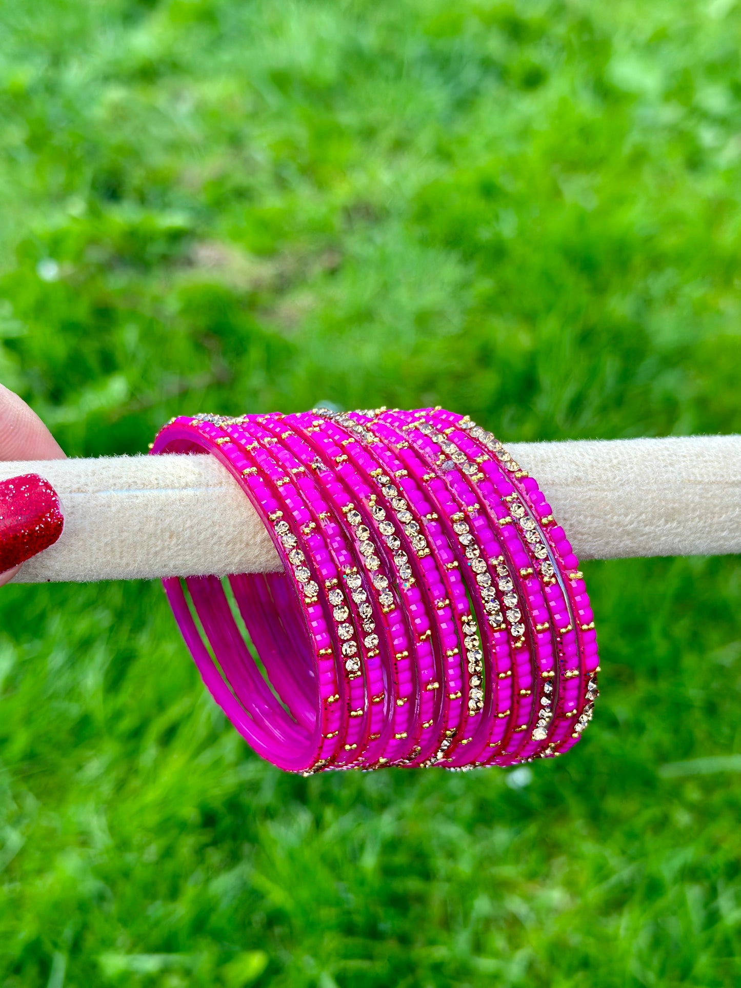 GLASS Bangles in Rani Hot Pink ( Karwa Chauth Special)