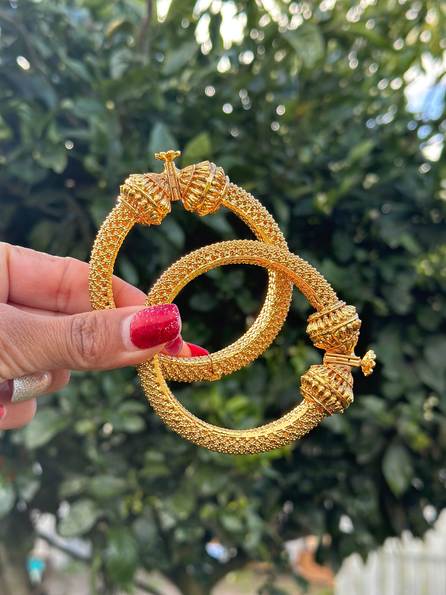Gold Plated openable antique look kangan’s