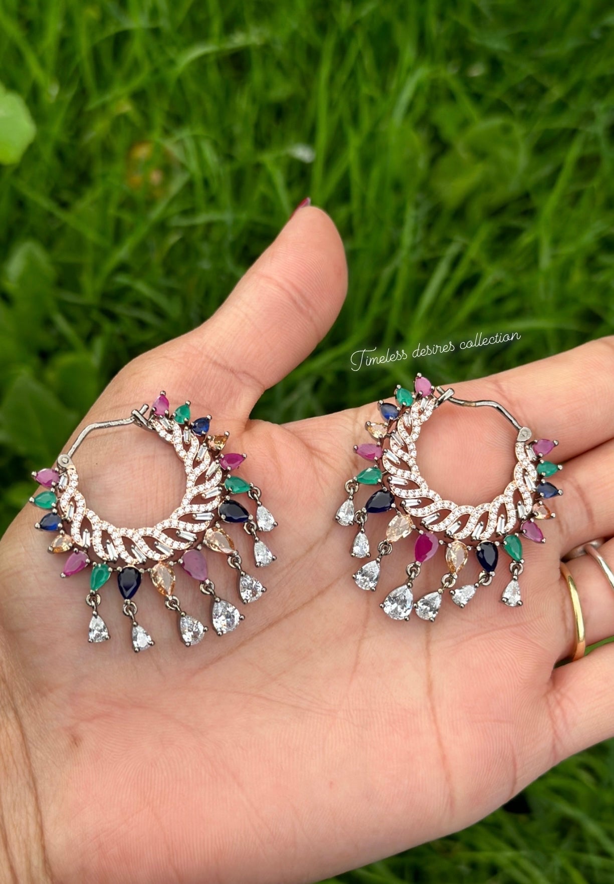 American Diamond waliya earrings ( Code: A1 )