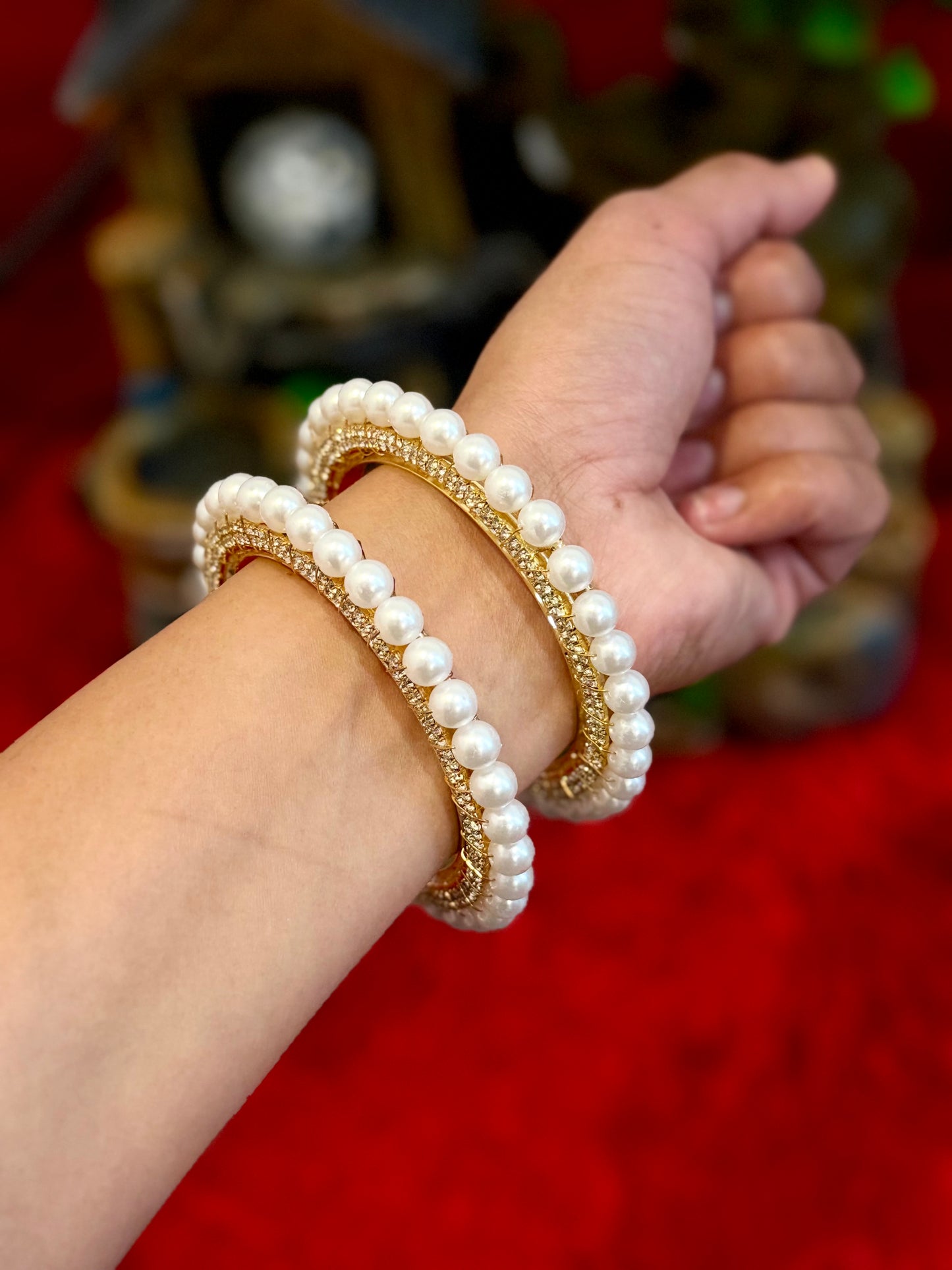 Golden Pearl rajwadi Kade bangles - set of 2 ( X11 )