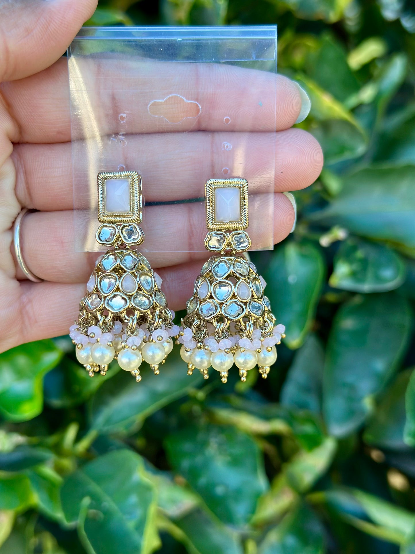 Baby pink Jhumki earrings Code: J32