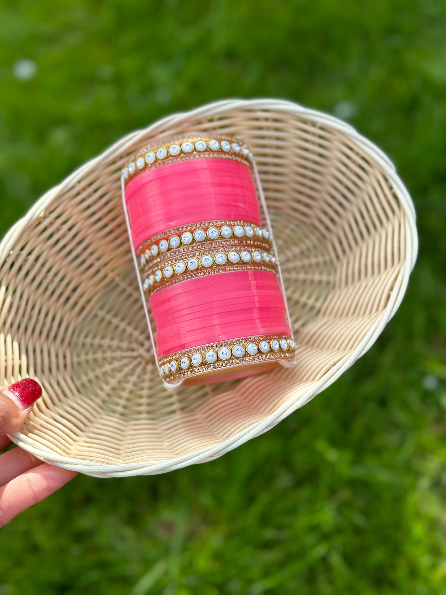 Bright Baby Pink colour Chooda bangles