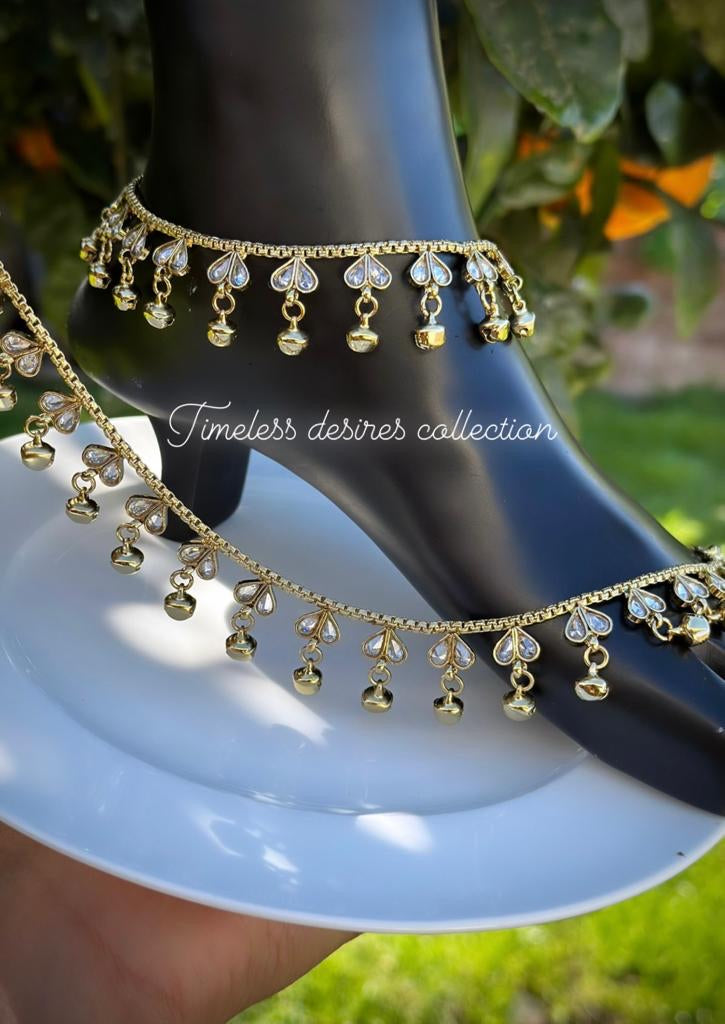 High Quality Reverse AD Polki Ghungru Chan chan Sound Jhanjra / Anklets (TD-35)