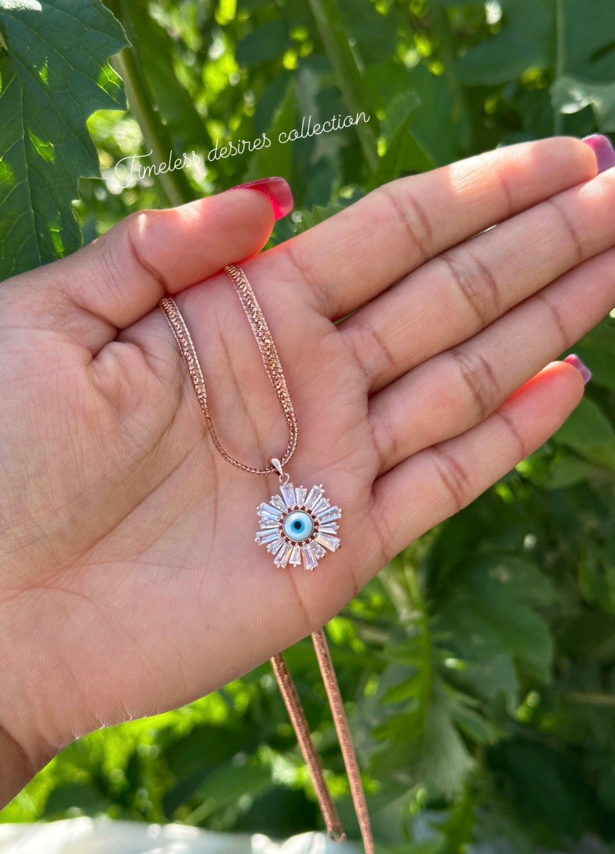 Evil eye necklace in American diamond