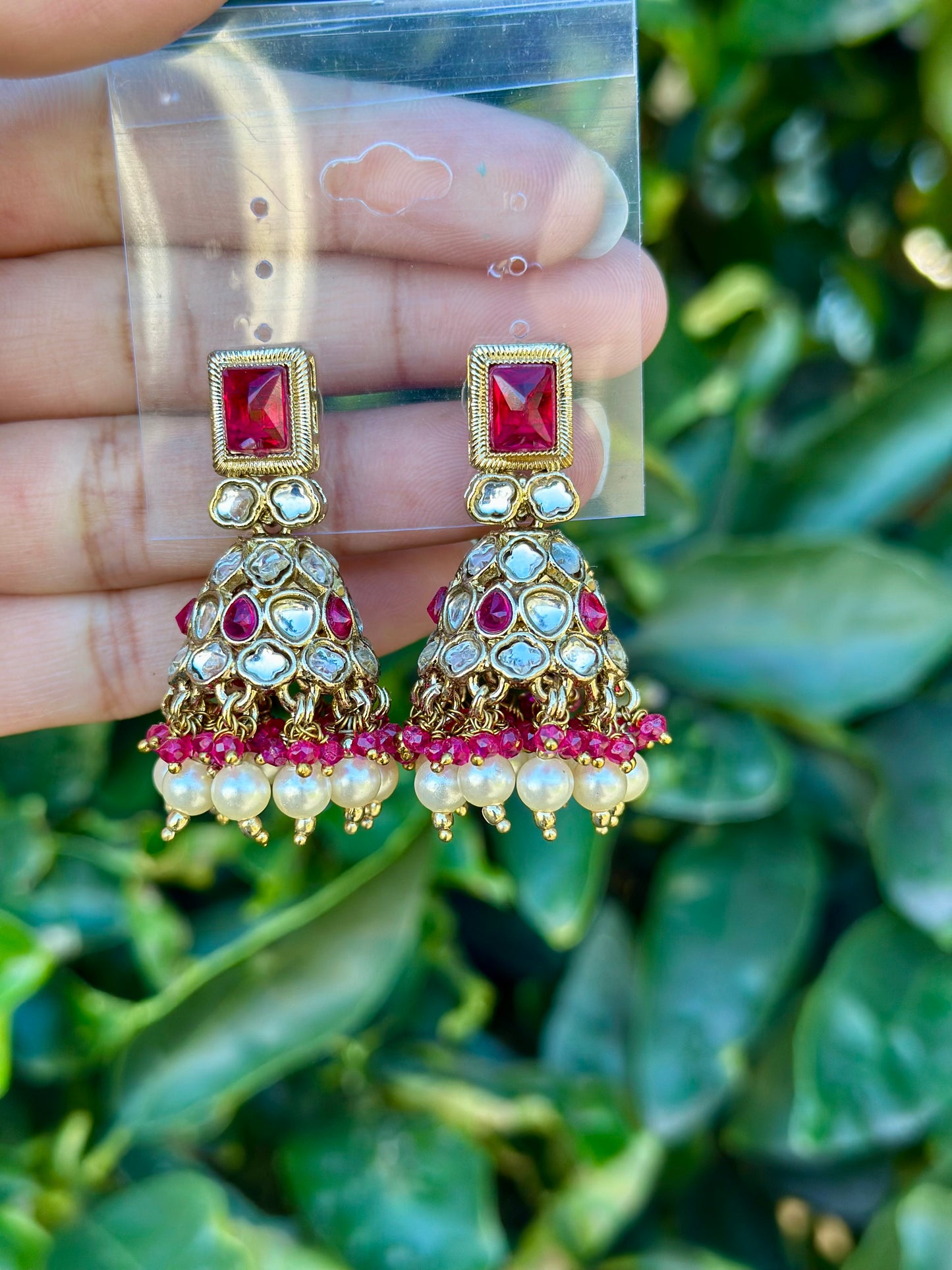 Hot Pink Jhumki earrings Code: J32