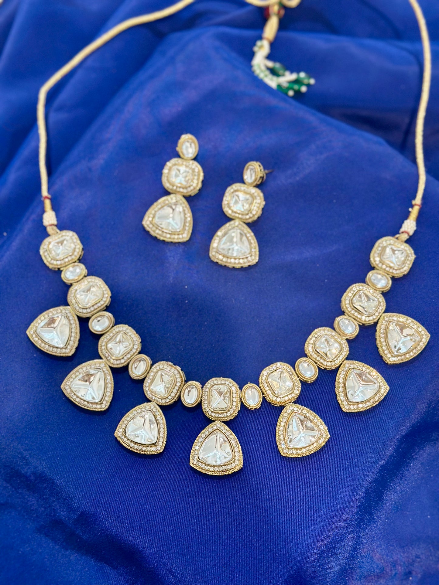 Kundan Necklace set with earrings , Colour: Lavender , (Code: X14)