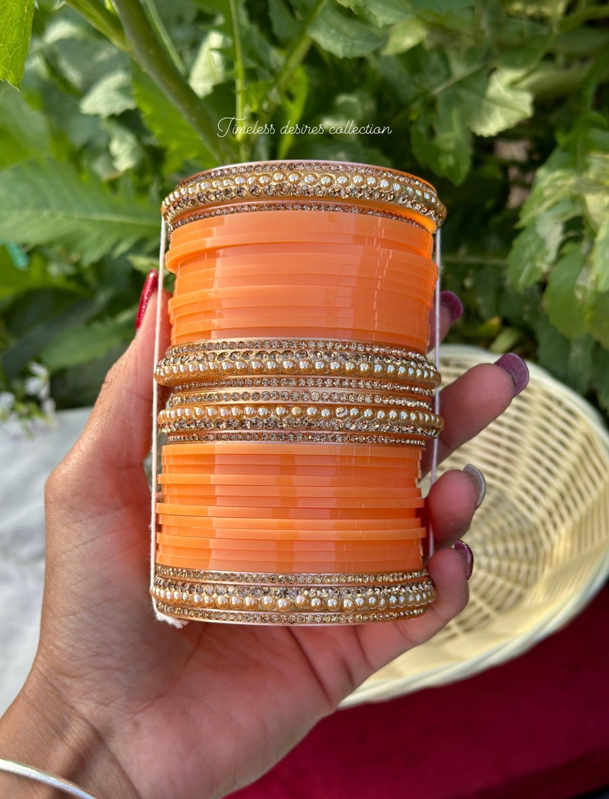 Peach Chooda bangles