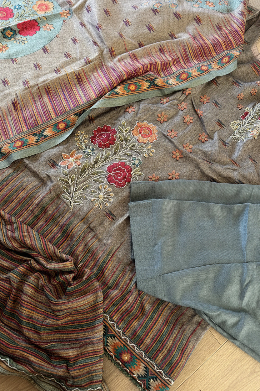 Winter wear pashmina salwar suit with shawl - code 232