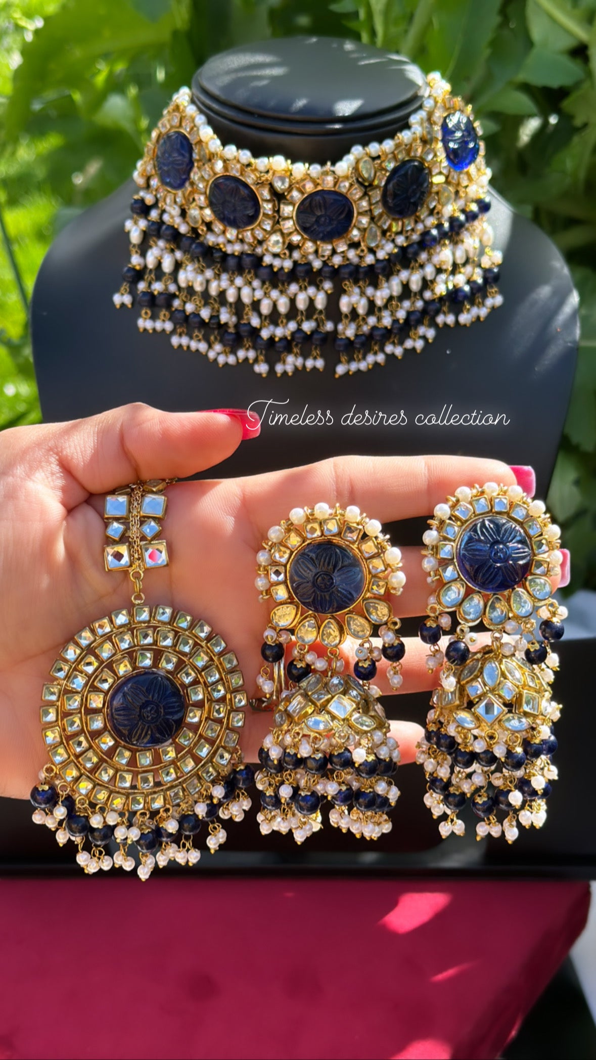 Blue necklace/choker set in kundan ( wedding wear high quality )