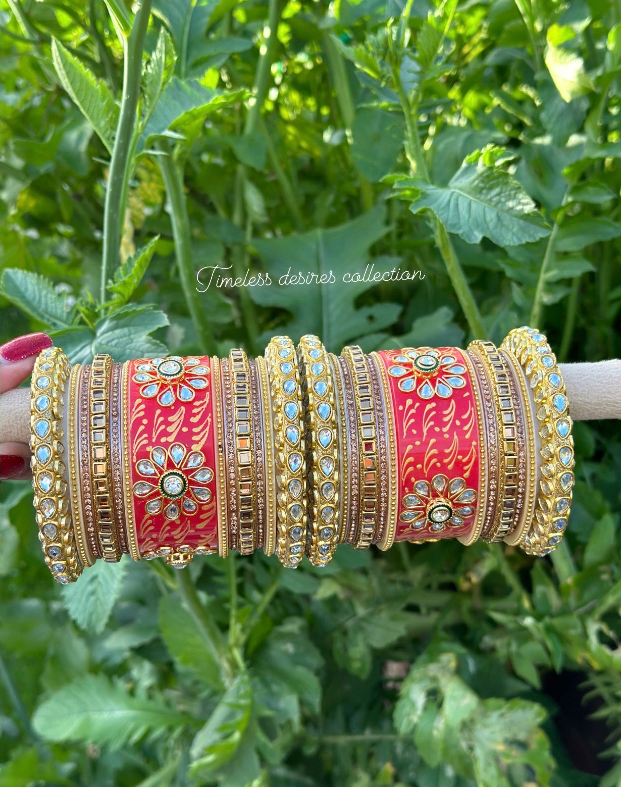Bright Red Rajwadi Chooda Bangles ( set of both hands )