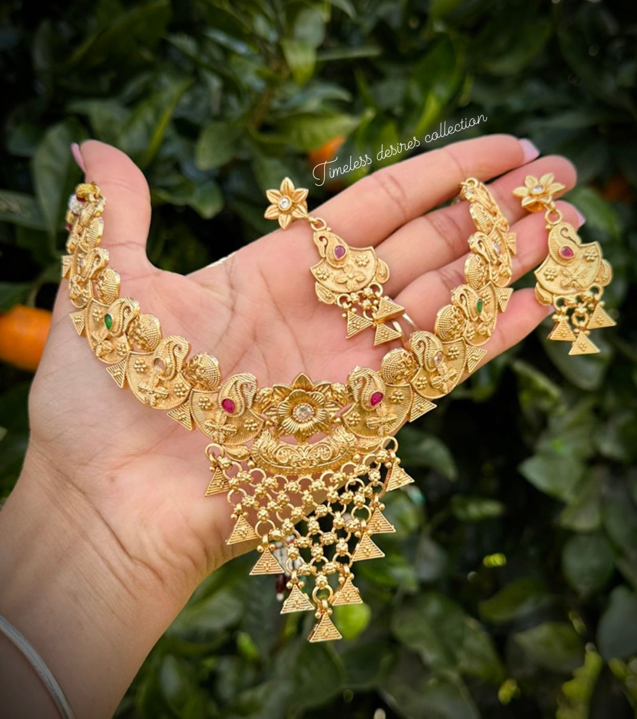 Gold plated Jhalar necklace set in high quality