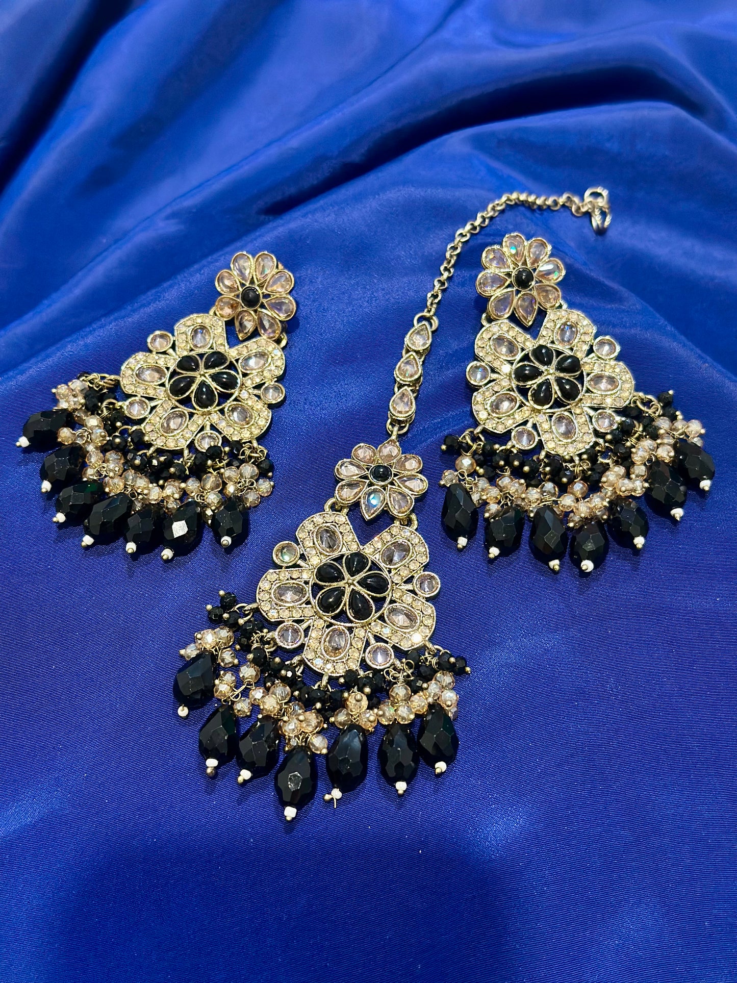 Polki earrings, Colour: Black, (Code: X2)
