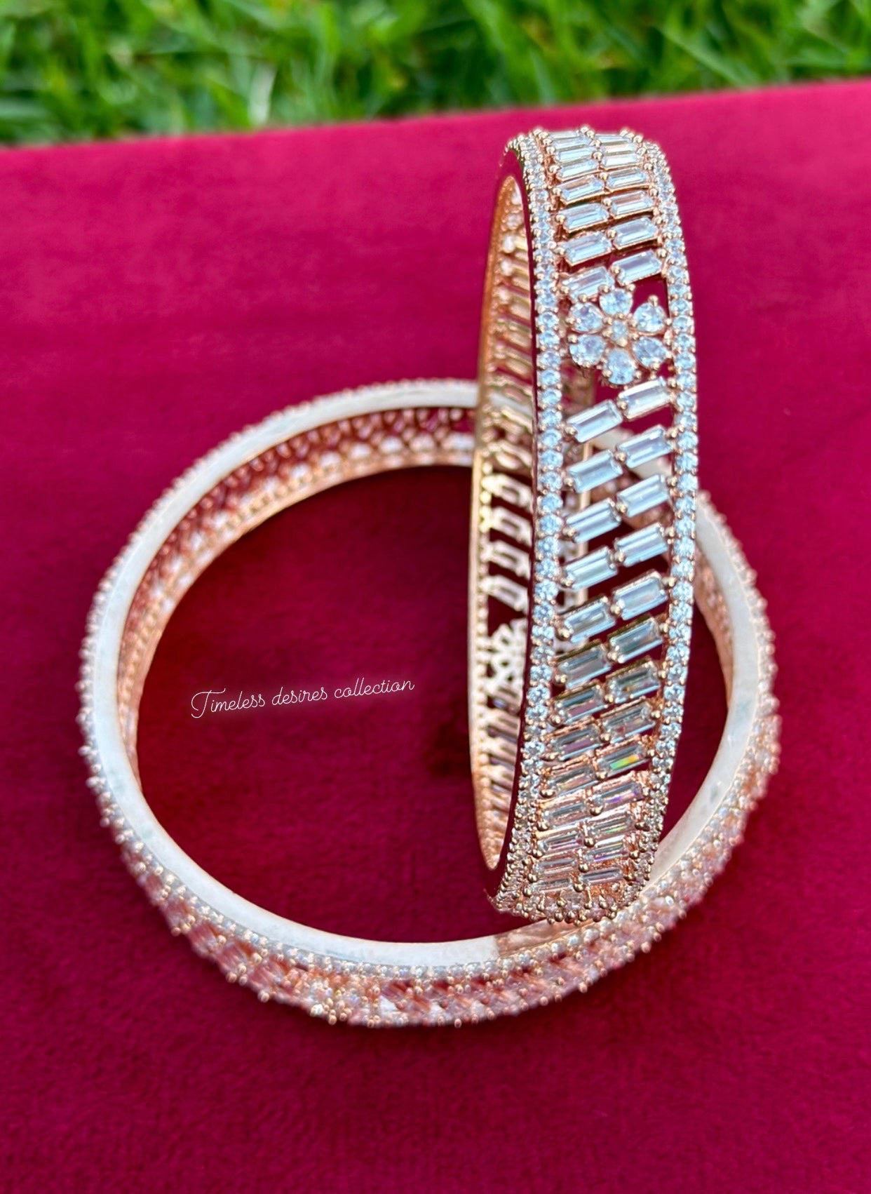 American diamond kangan / bangles in rose golden