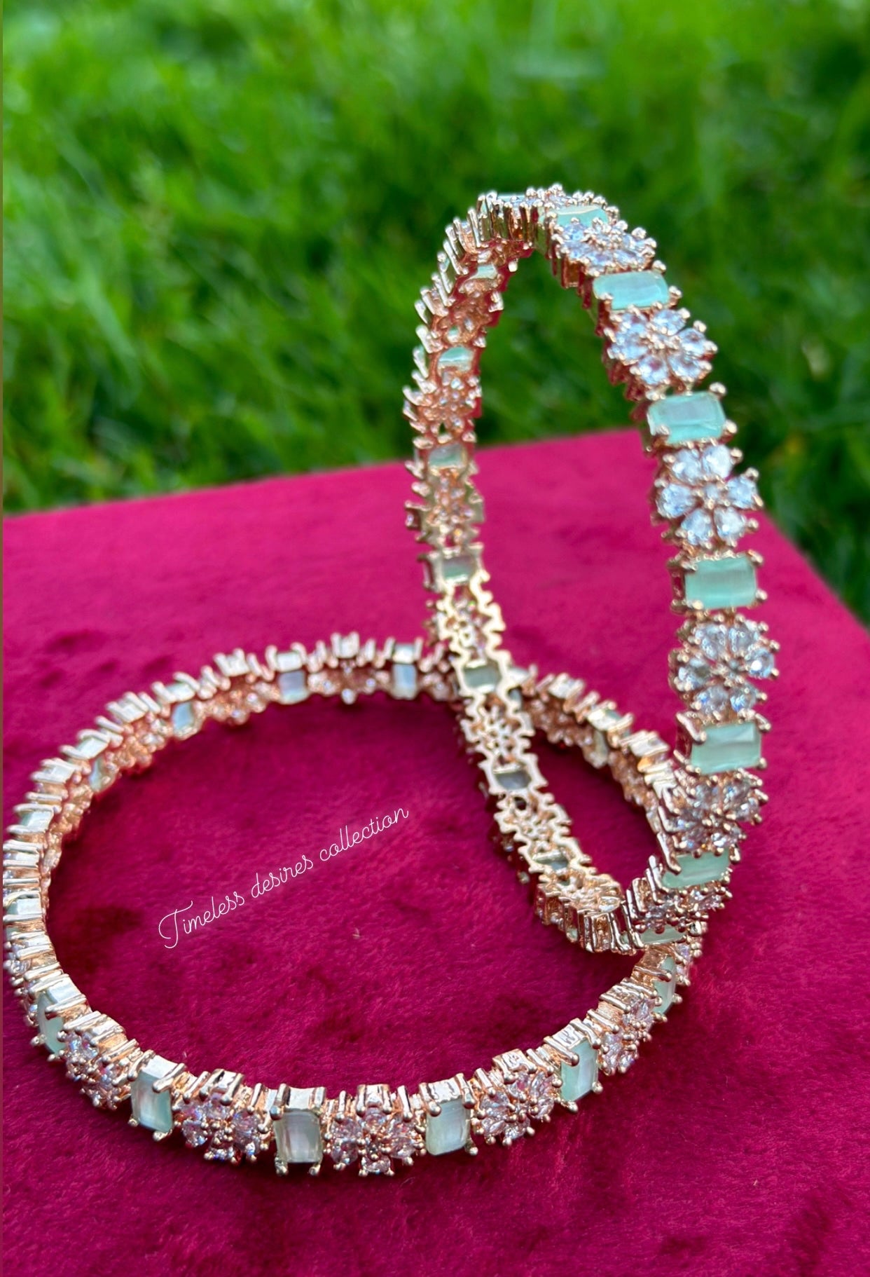 Mint green American diamond kangan / bangles