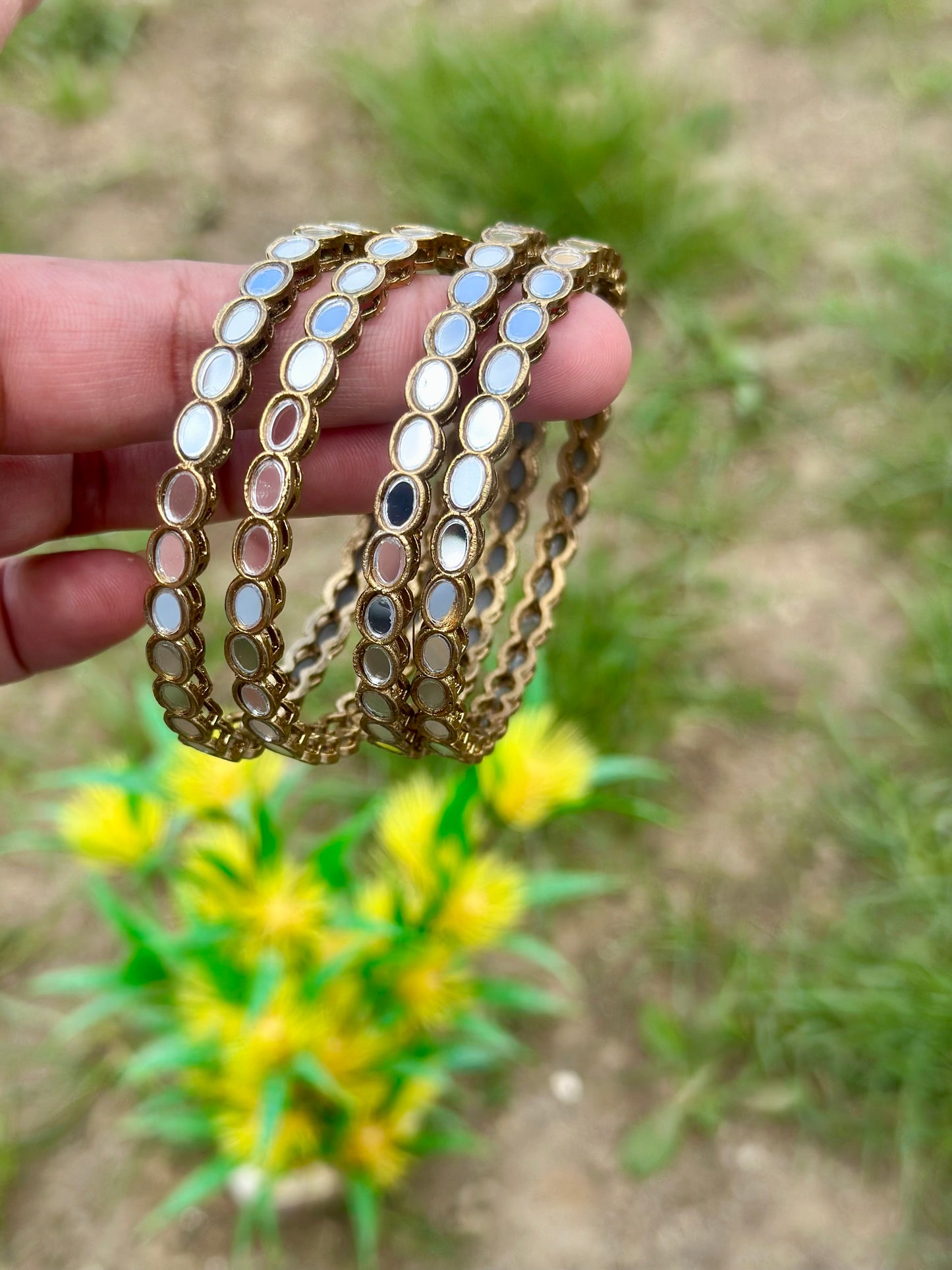 Golden mirror bangles (set of 4) B11