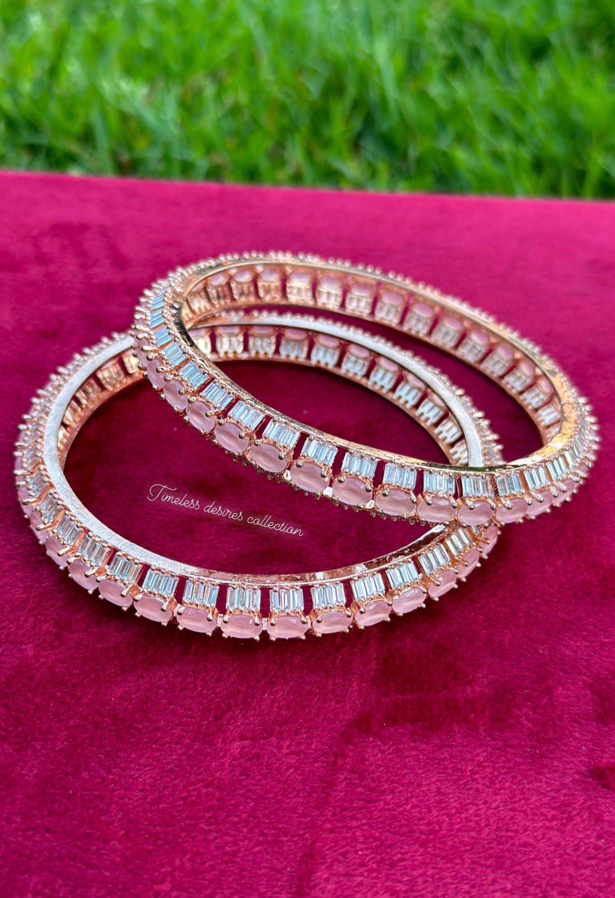 Baby pink American diamond kangan / bangles