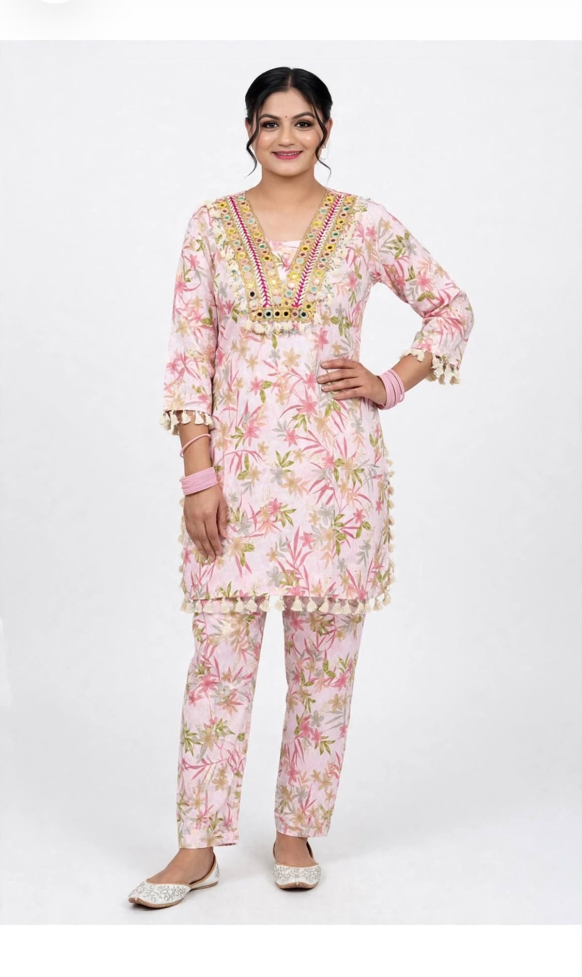 Indo western stylish Co-Ord set in mirror work, code 337