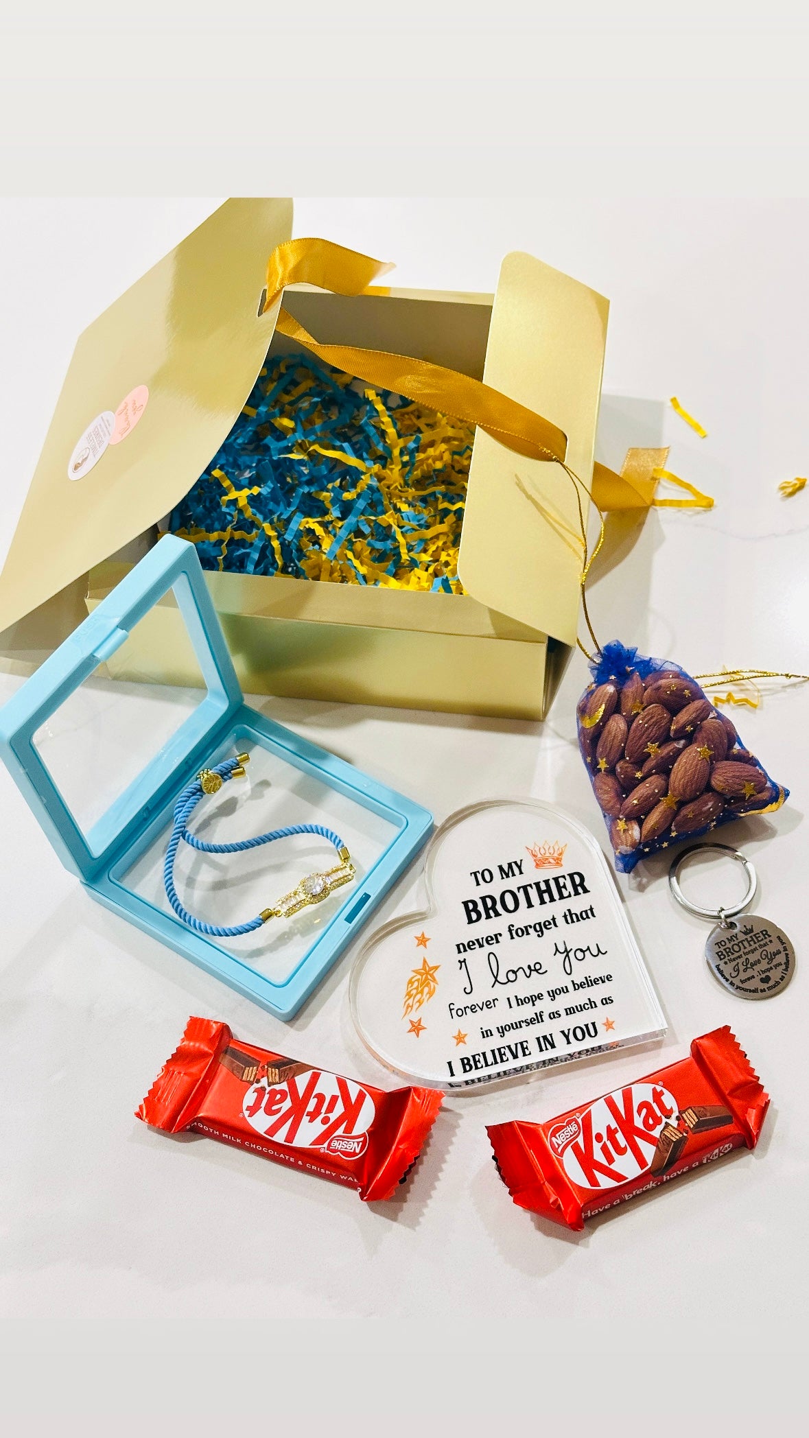 Rakhi / Rakhdi Gift Hamper Box for Veer - with gift items (Assorted designs)