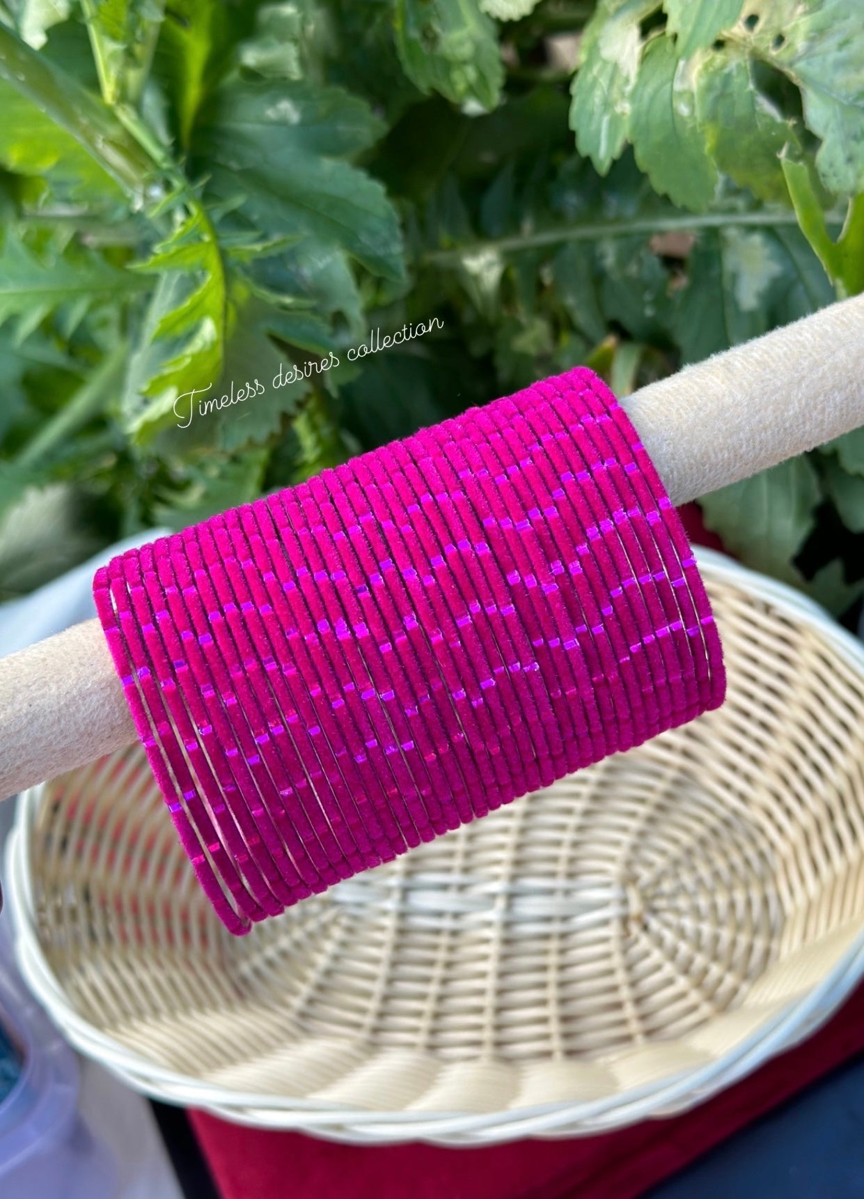 Hot pink Plain velvet bangles pack of 36 bangles