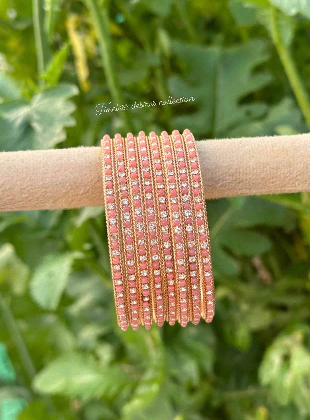 Peach/light pink colour kangan bangles set
